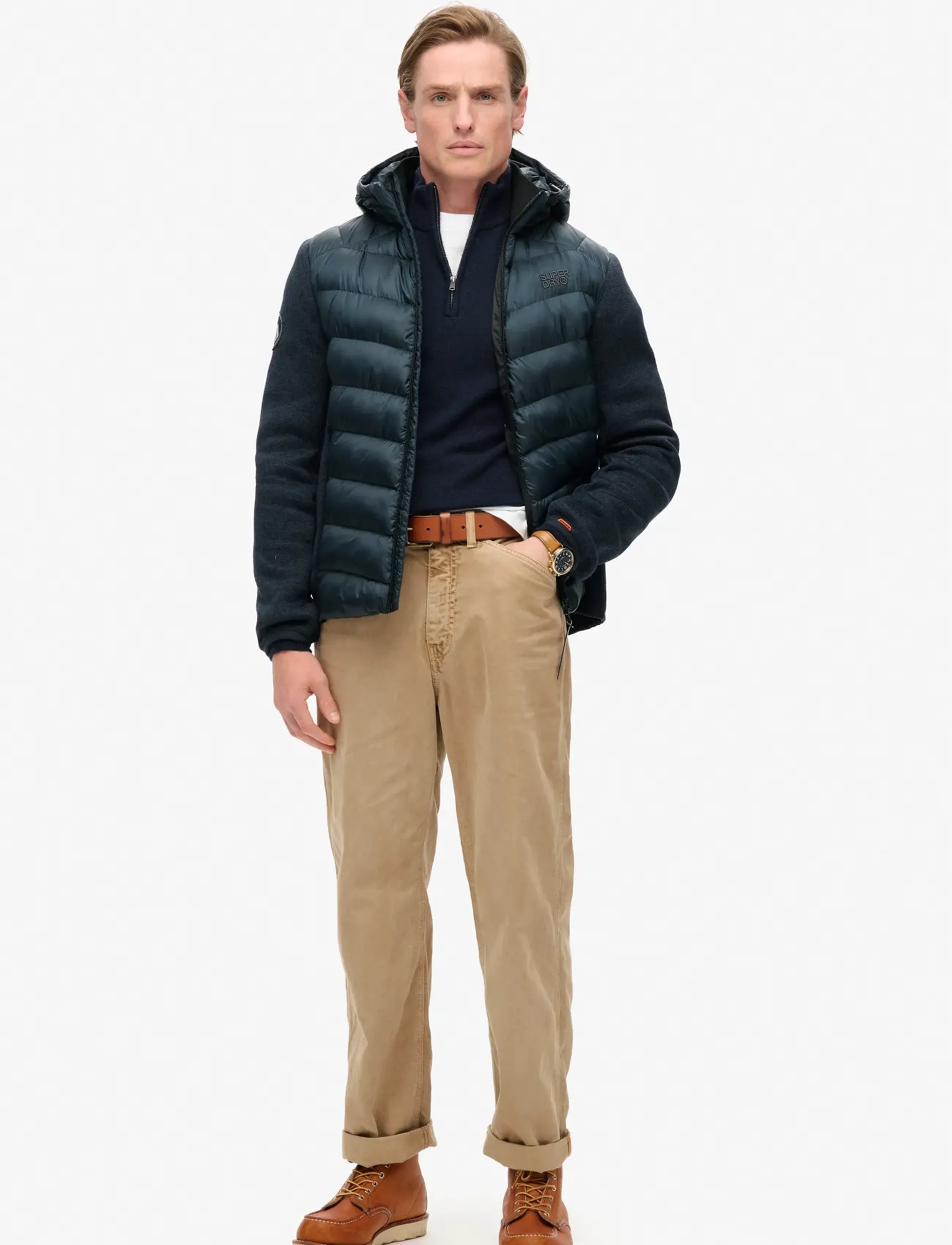Superdry - HOODED KNIT STORM HYBRID JKT - winterjacken - eclipse navy marl - 2