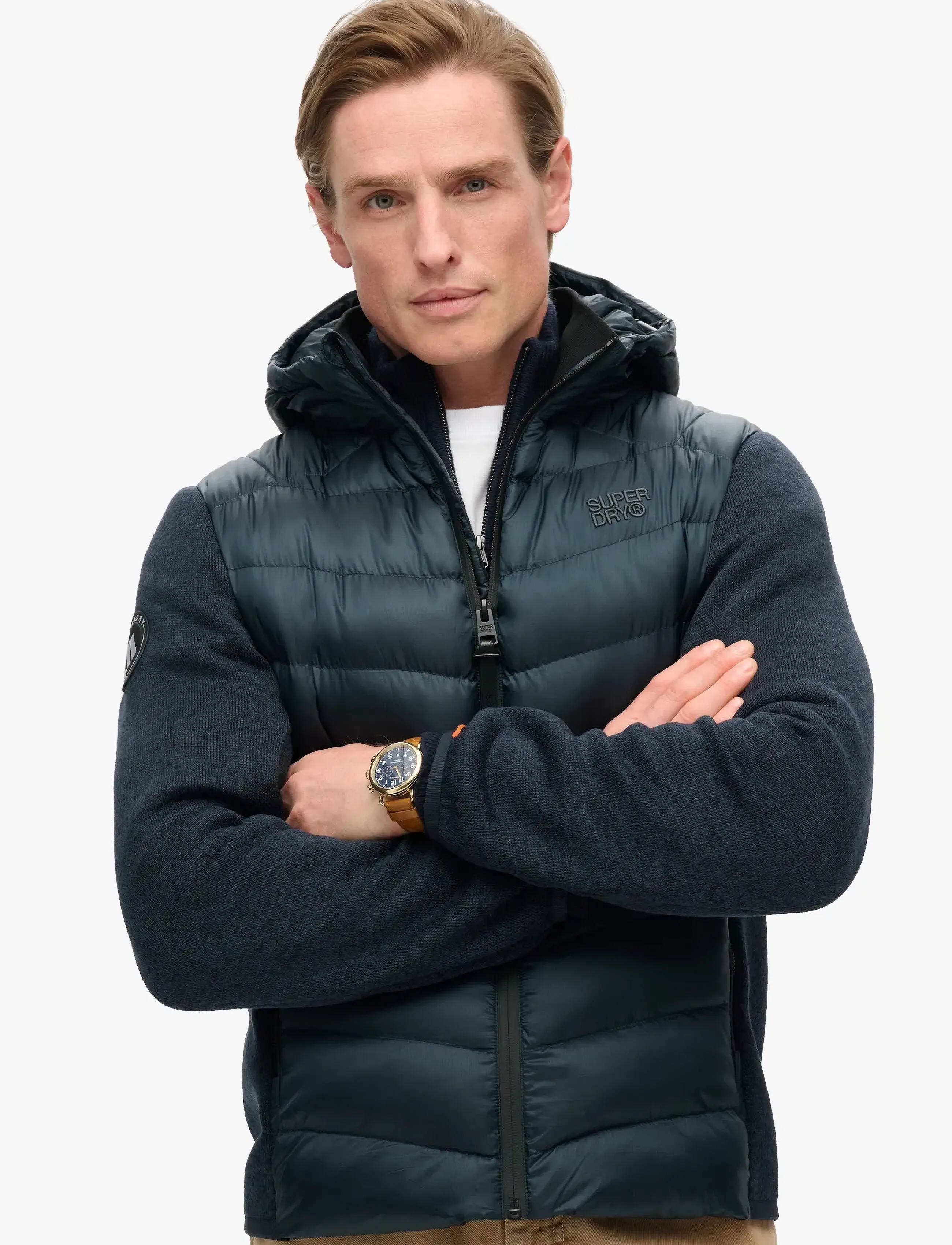 Superdry - HOODED KNIT STORM HYBRID JKT - winterjacken - eclipse navy marl - 3
