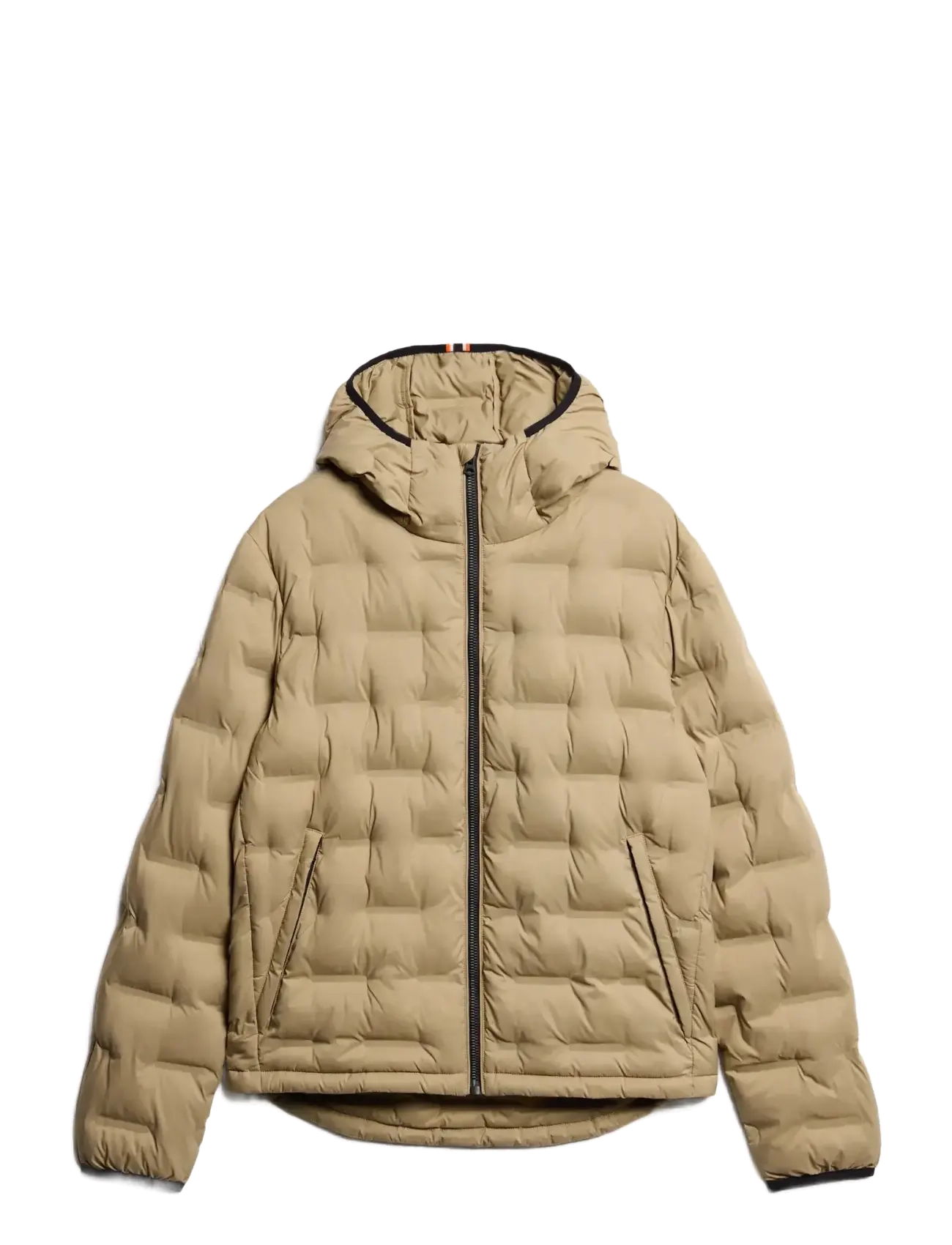 HOODED QUILTED PUFFER COAT - CANYON SAND BROWN