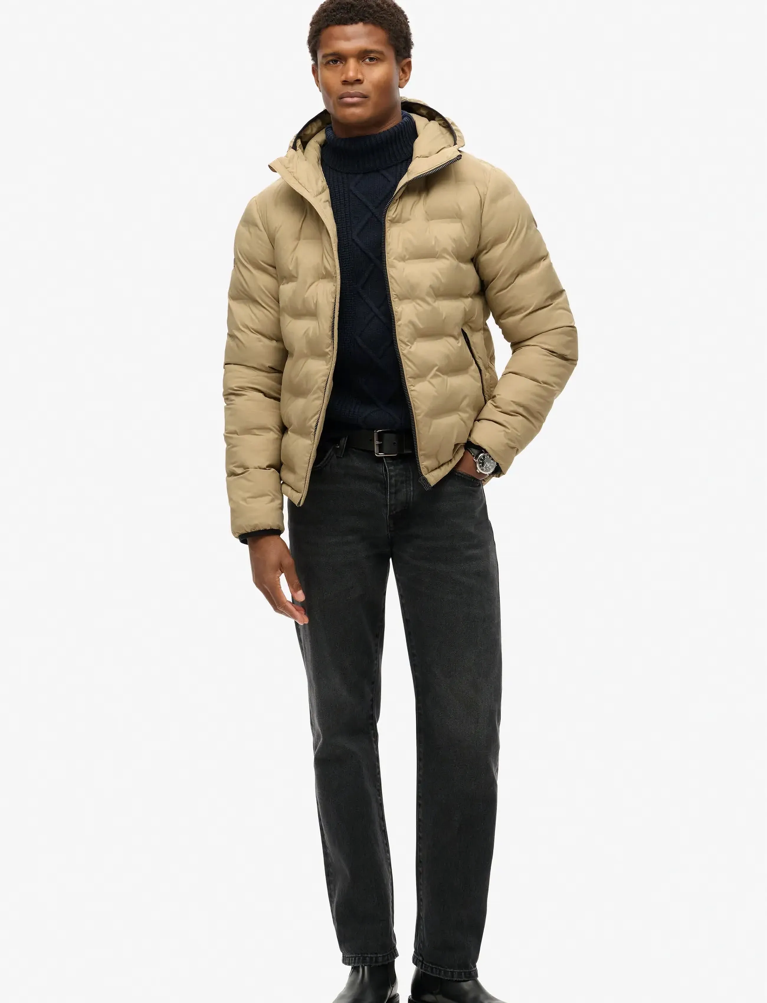 Superdry - HOODED QUILTED PUFFER COAT - voodriga joped - canyon sand brown - 2
