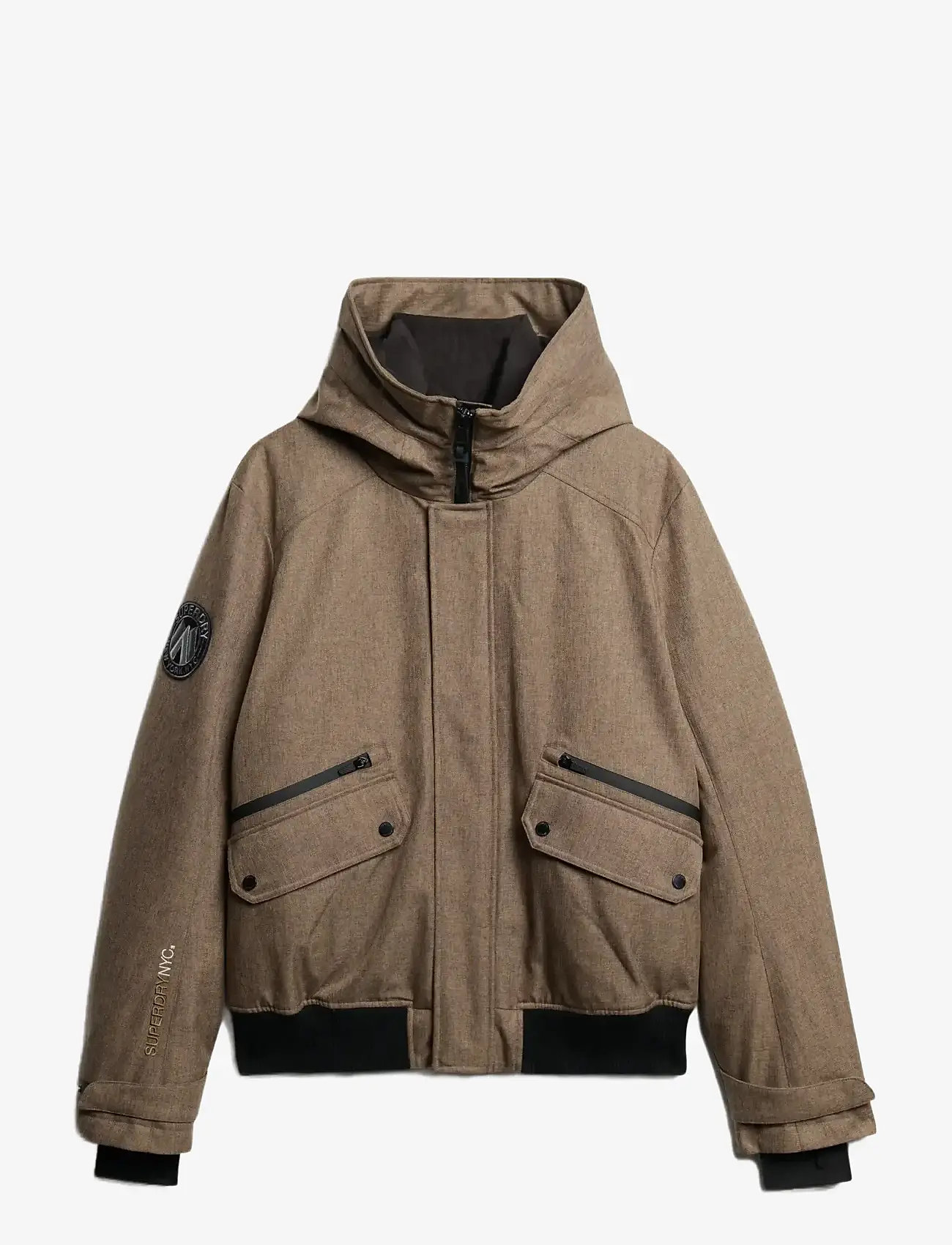 Superdry - CITY TWEED PADDED BOMBER JKT - vinterjackor - beige herringbone - 1