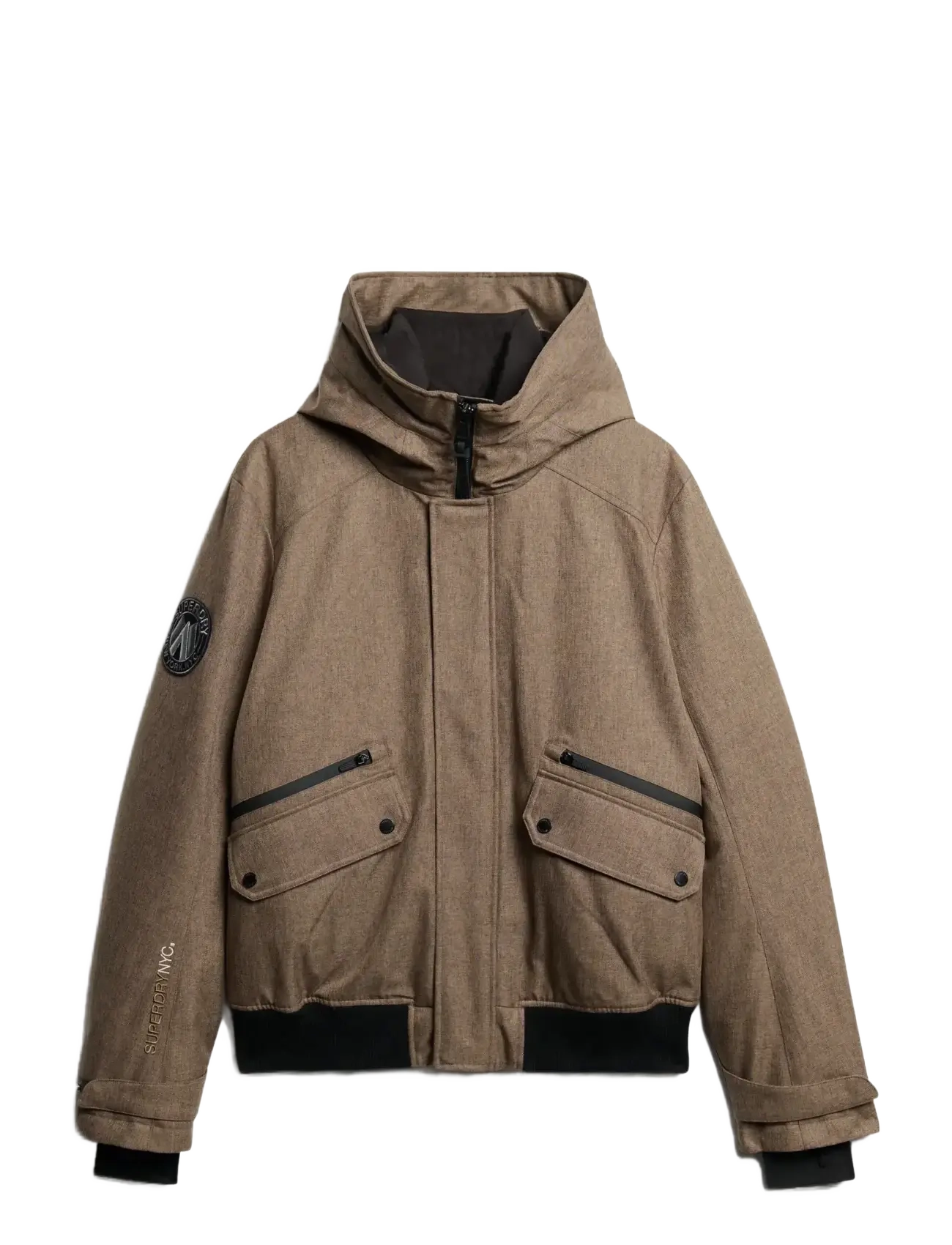 Superdry CITY TWEED PADDED BOMBER JKT - Fodrade jackor - BEIGE HERRINGBONE / brown