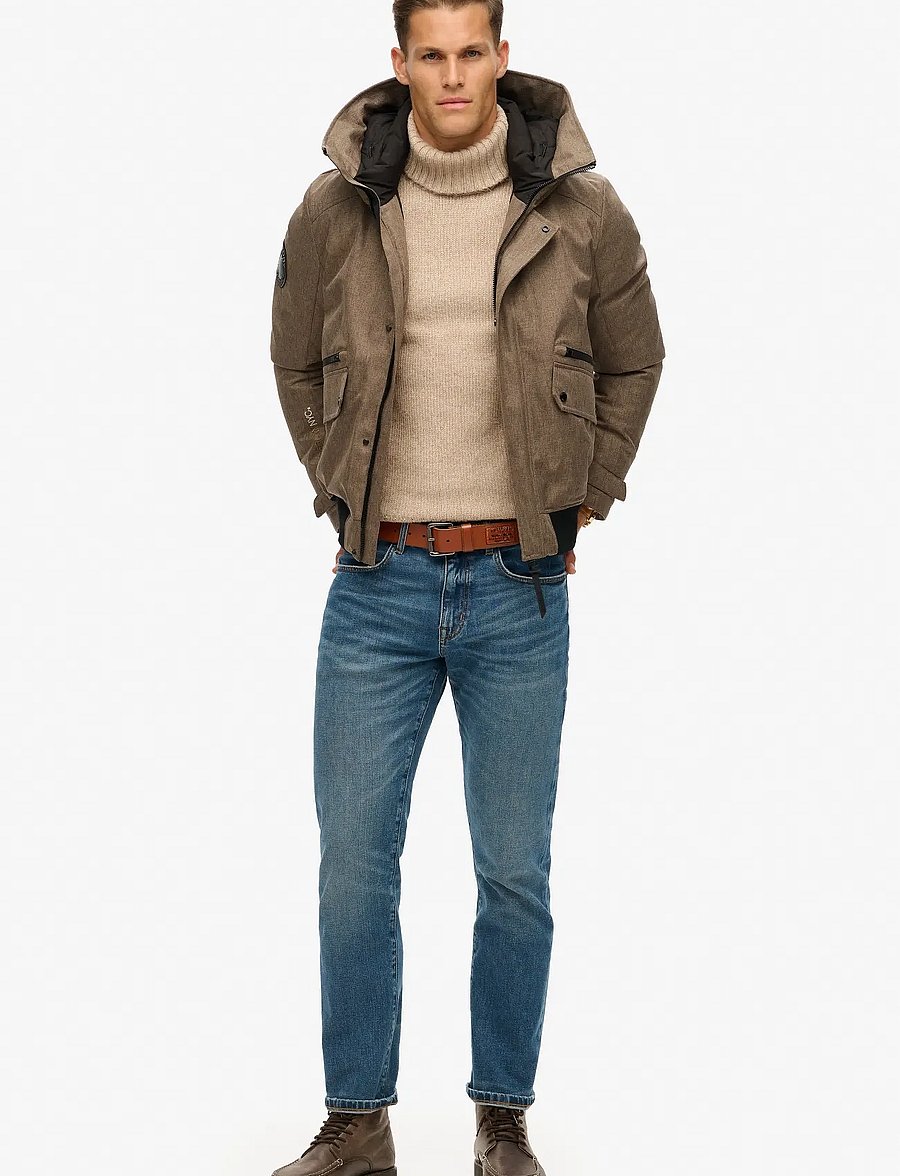 Superdry - CITY TWEED PADDED BOMBER JKT - voodriga joped - beige herringbone - 2