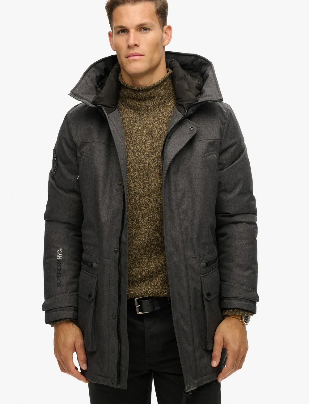 Superdry - CITY TWEED PADDED PARKA JKT - talvejoped - grey herringbone - 0