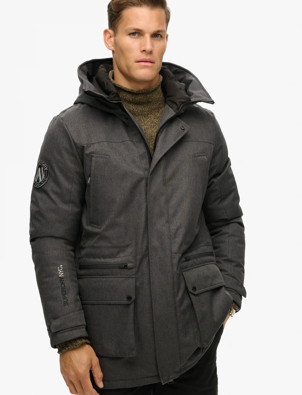 Superdry - CITY TWEED PADDED PARKA JKT - talvejoped - grey herringbone - 3
