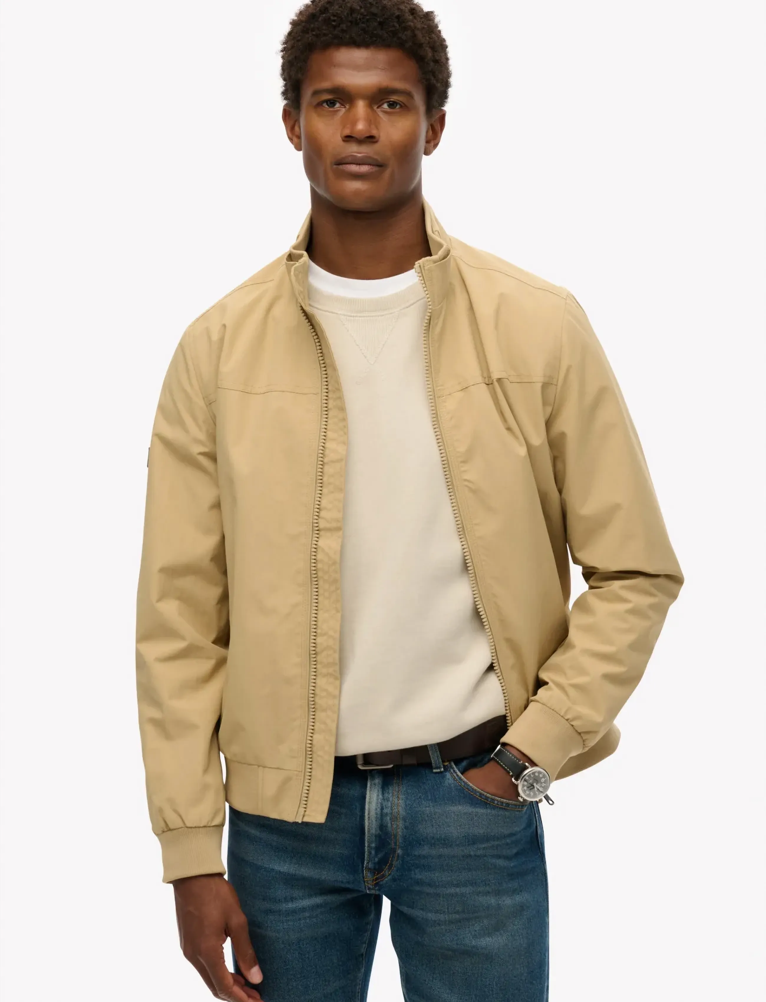 Superdry Nylon Harrington Jacket, M, Jackets, Beige - Light Männerswear