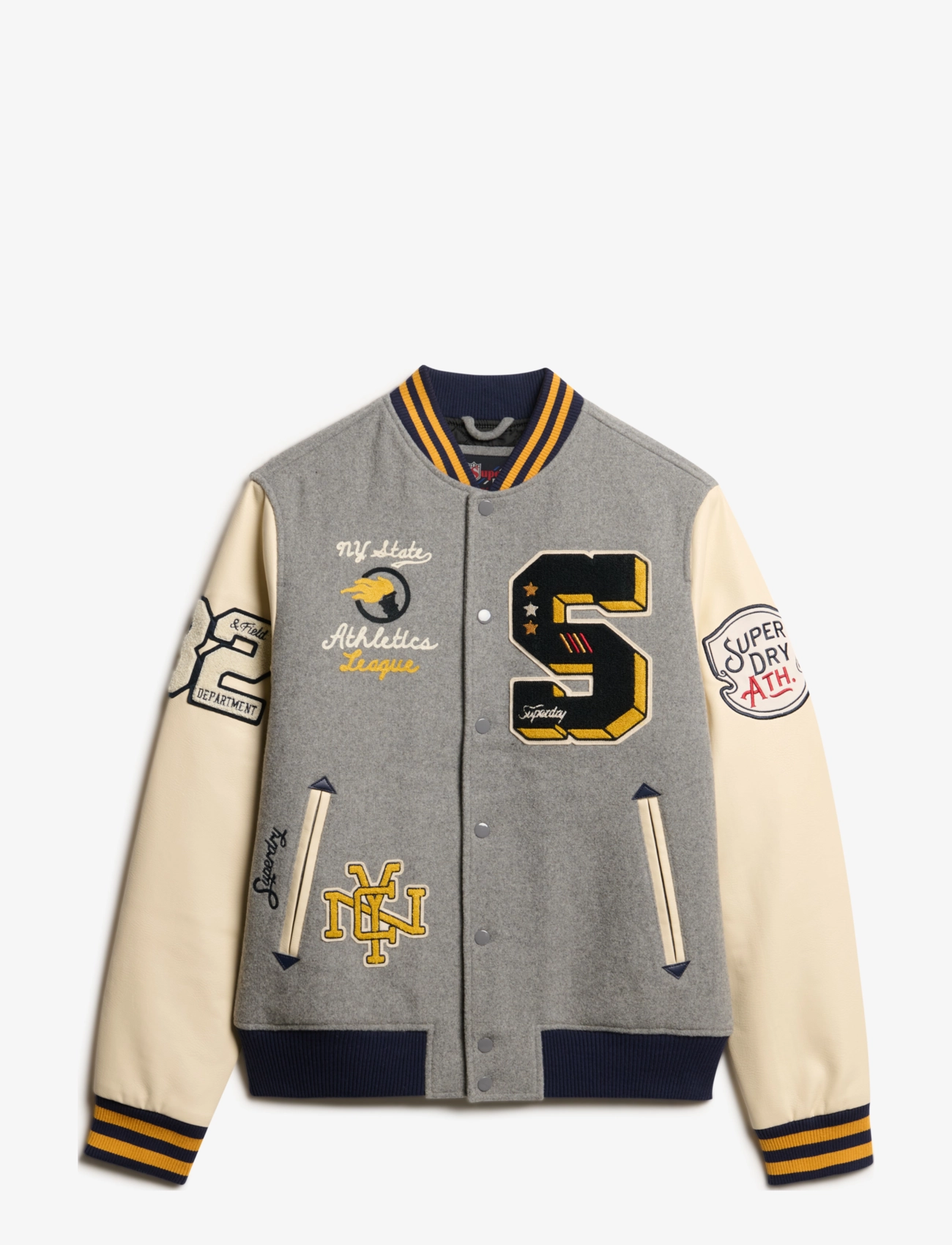 Superdry - COLLEGE PATCHED BOMBER JACKET - varsity-jacken - grey marl - 1