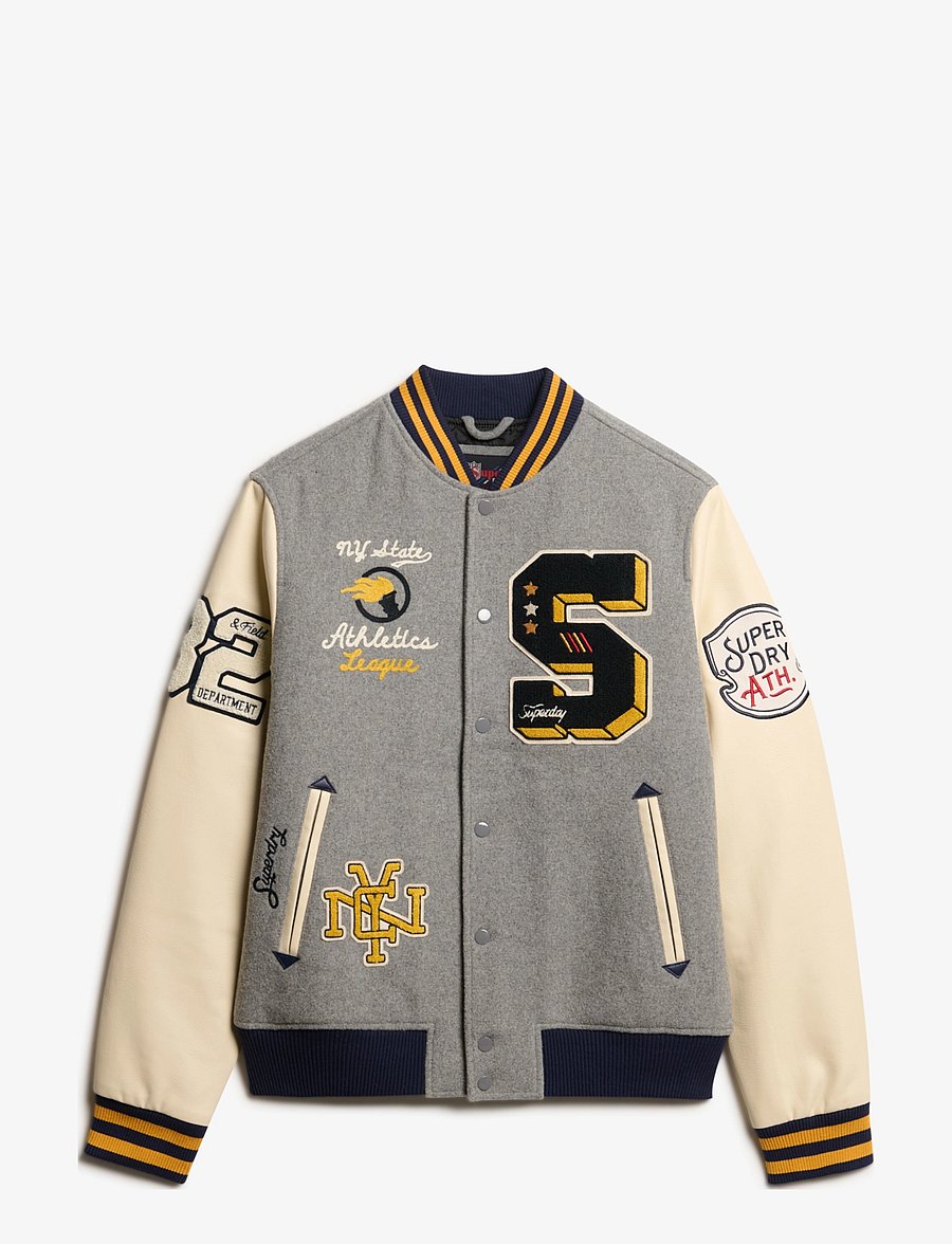 Superdry - COLLEGE PATCHED BOMBER JACKET - varsity-jacken - grey marl - 1