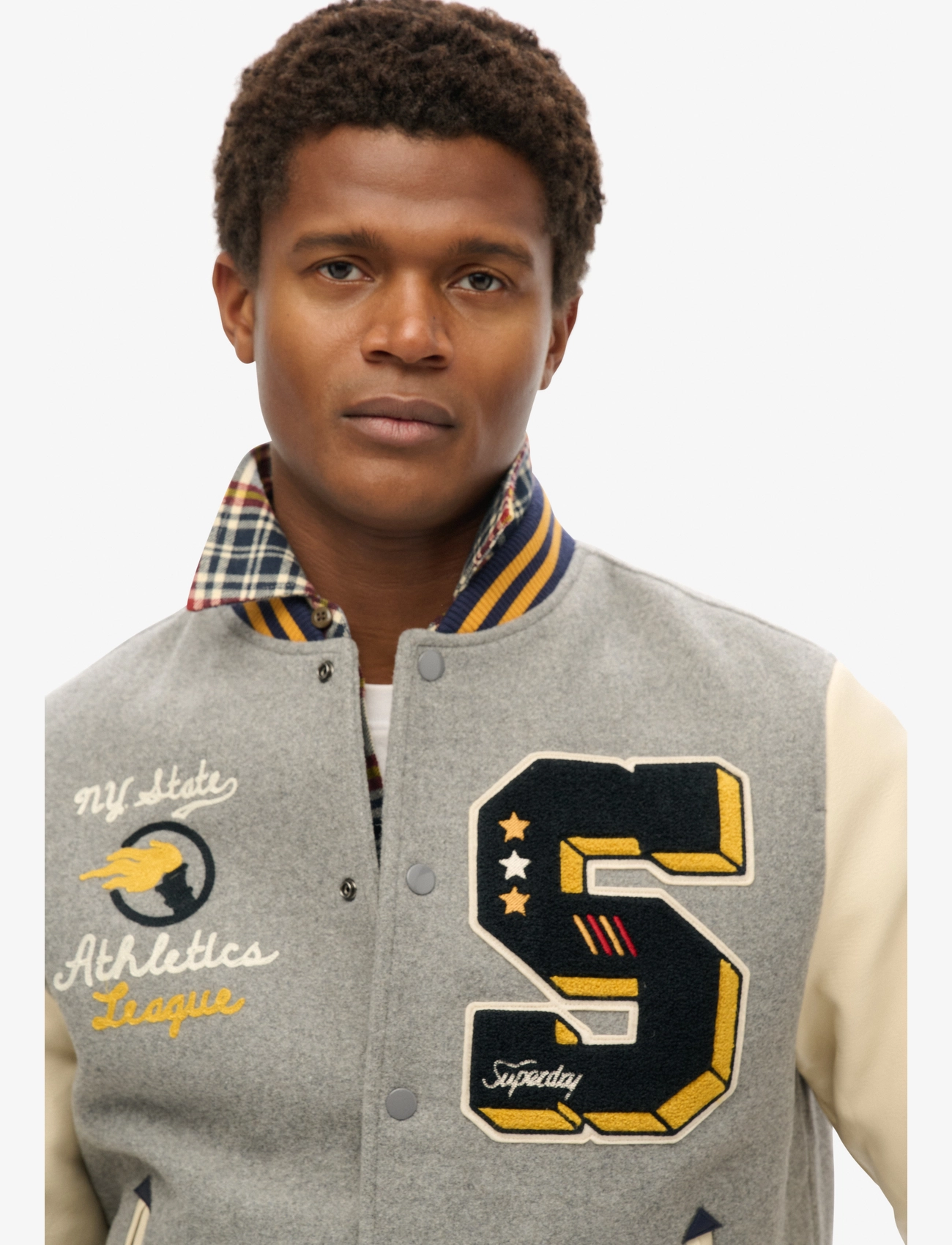 Superdry - COLLEGE PATCHED BOMBER JACKET - varsity-jacken - grey marl - 3