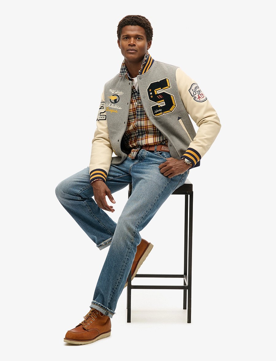 Superdry - COLLEGE PATCHED BOMBER JACKET - varsity-jacken - grey marl - 4