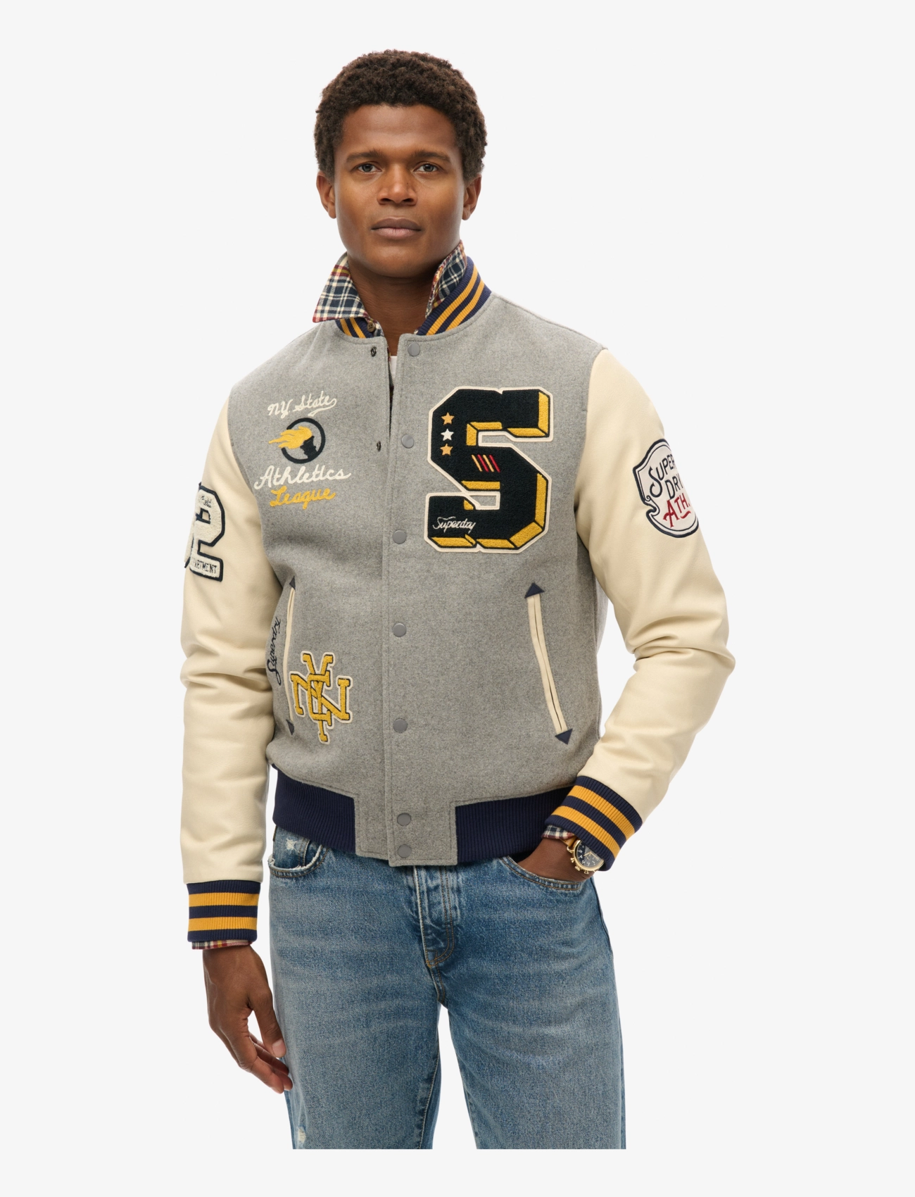 Superdry - COLLEGE PATCHED BOMBER JACKET - varsity-jacken - grey marl - 5