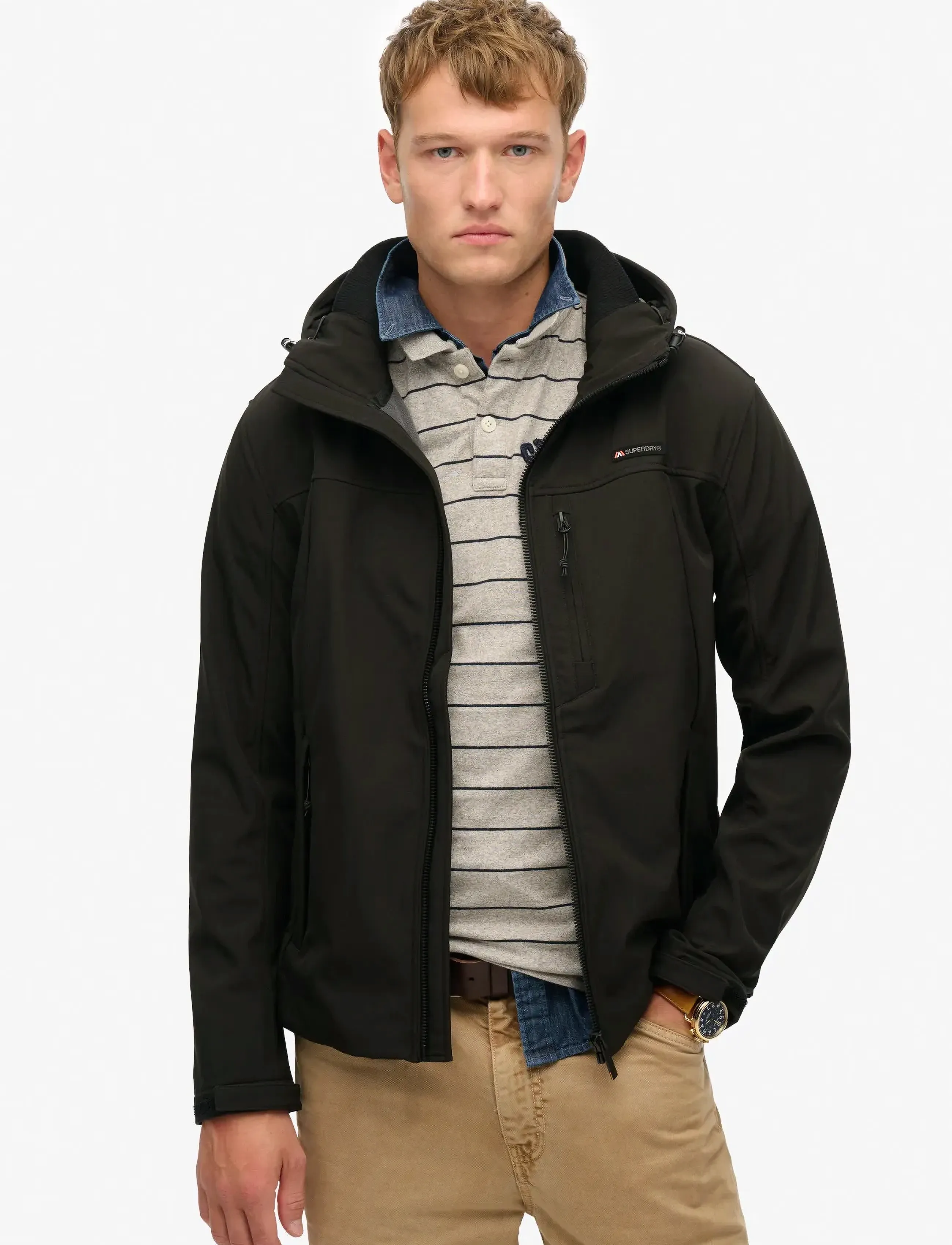 Superdry HOODED SOFT SHELL TREKKER JKT - Daunenjacken - BLACK / black