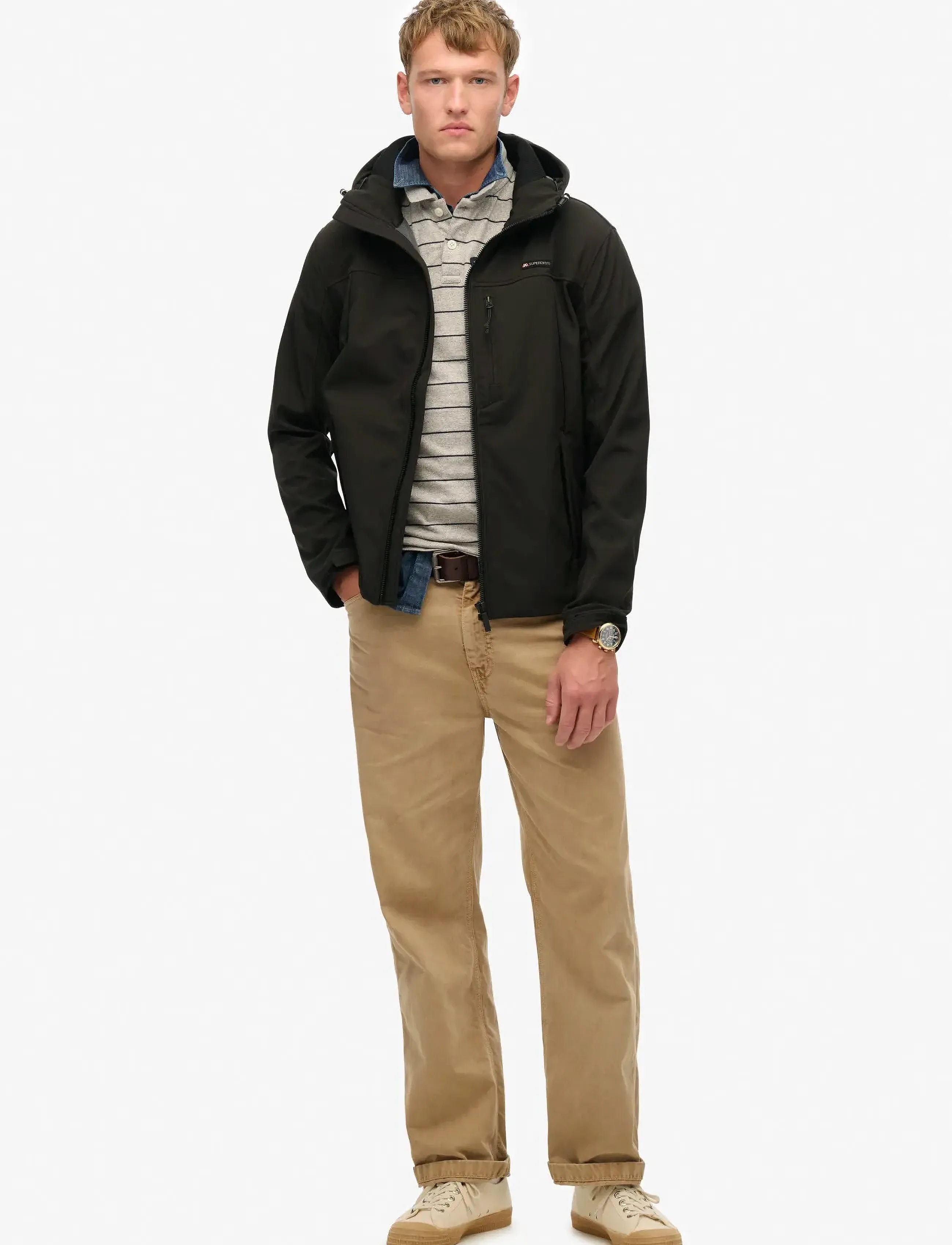 Superdry - HOODED SOFT SHELL TREKKER JKT - gefütterte jacken - black - 4