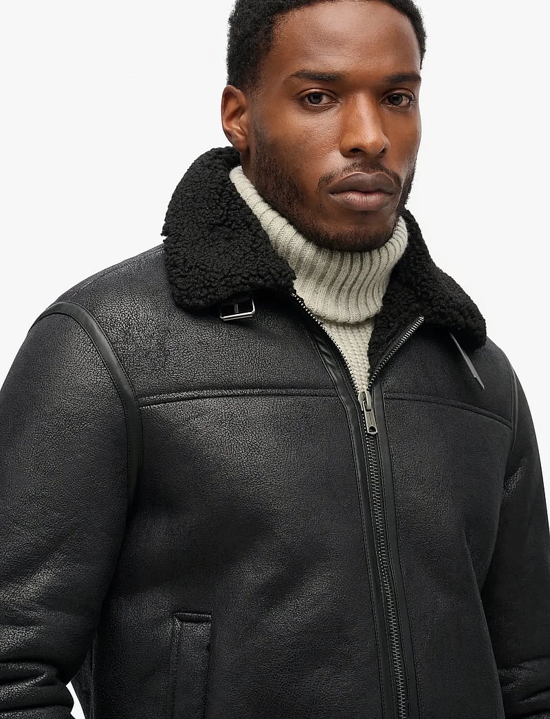 Superdry - FAUX SHEARLING AVIATOR JACKET - black - 3