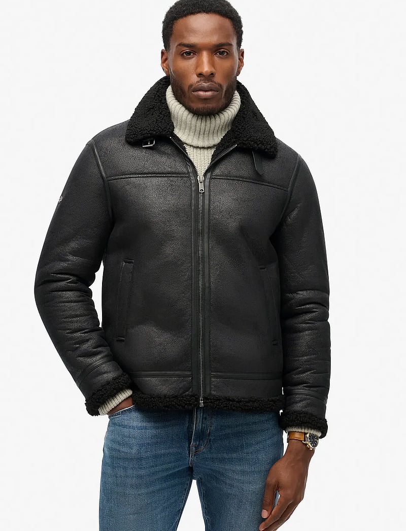Superdry - FAUX SHEARLING AVIATOR JACKET - black - 4