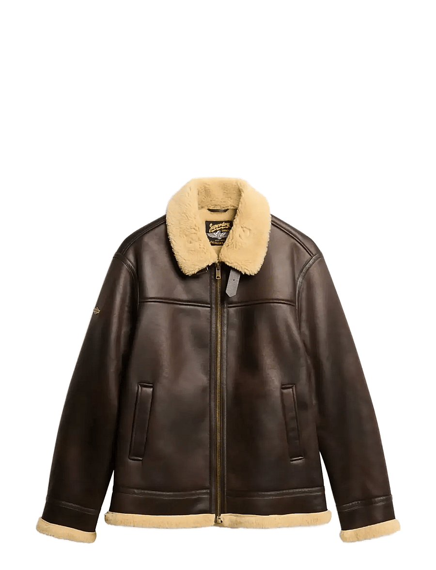 Superdry - FAUX SHEARLING AVIATOR JACKET - herbstjacken - dark brown - 1