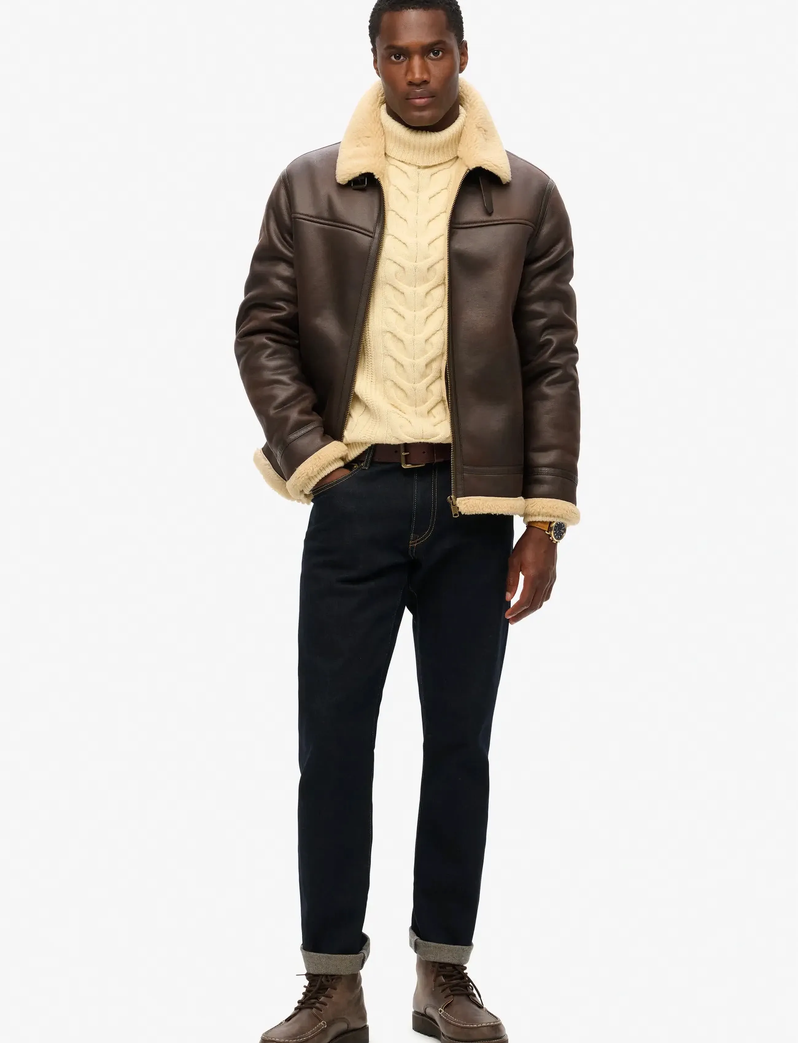 Superdry Faux Shearling Aviator Jacket jackor herr – bild 5