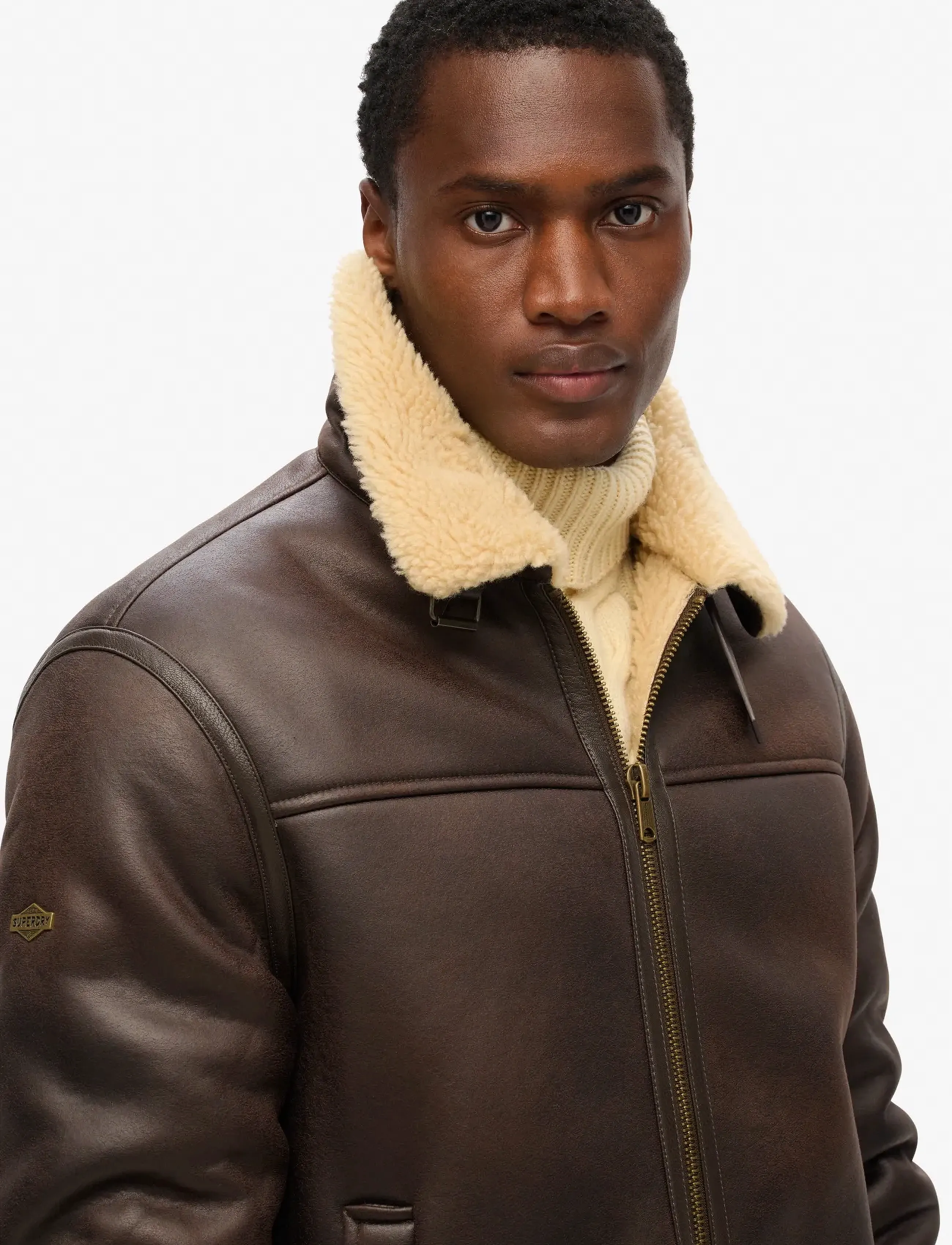 Superdry Faux Shearling Aviator Jacket jackor herr – bild 6