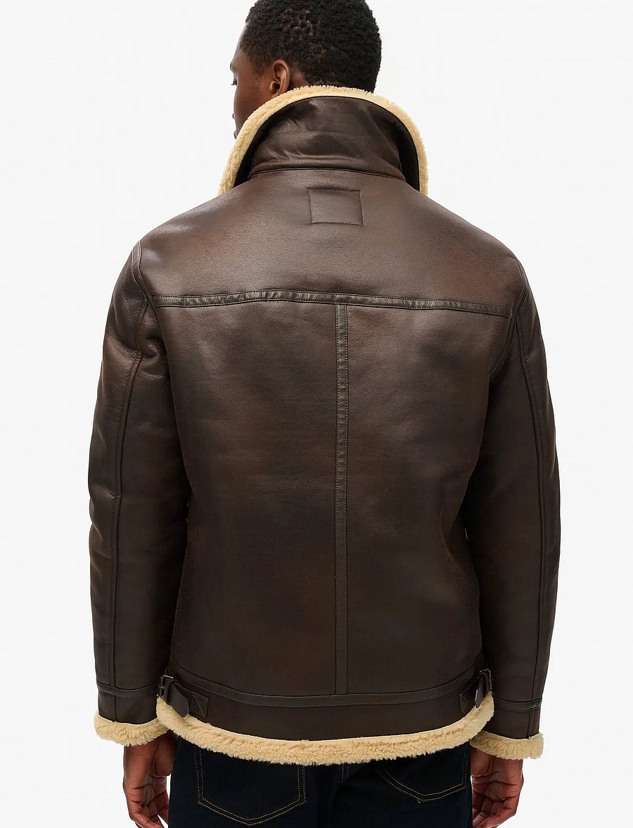 Superdry - FAUX SHEARLING AVIATOR JACKET - herbstjacken - dark brown - 5