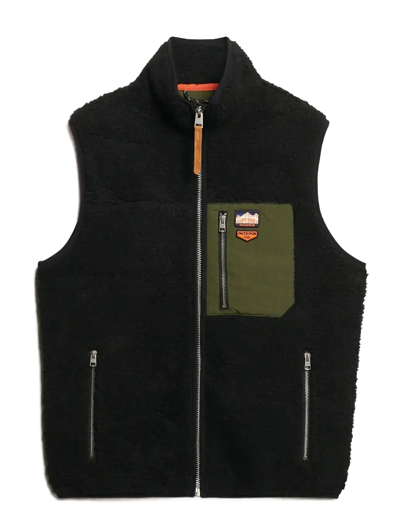 Superdry VINTAGE RETRO FLEECE GILET - Mellanlager - BLACK / black