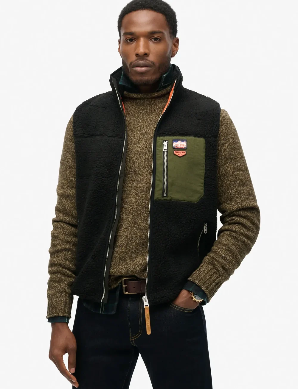 Superdry - VINTAGE RETRO FLEECE GILET - teddy kampsunid - black - 0