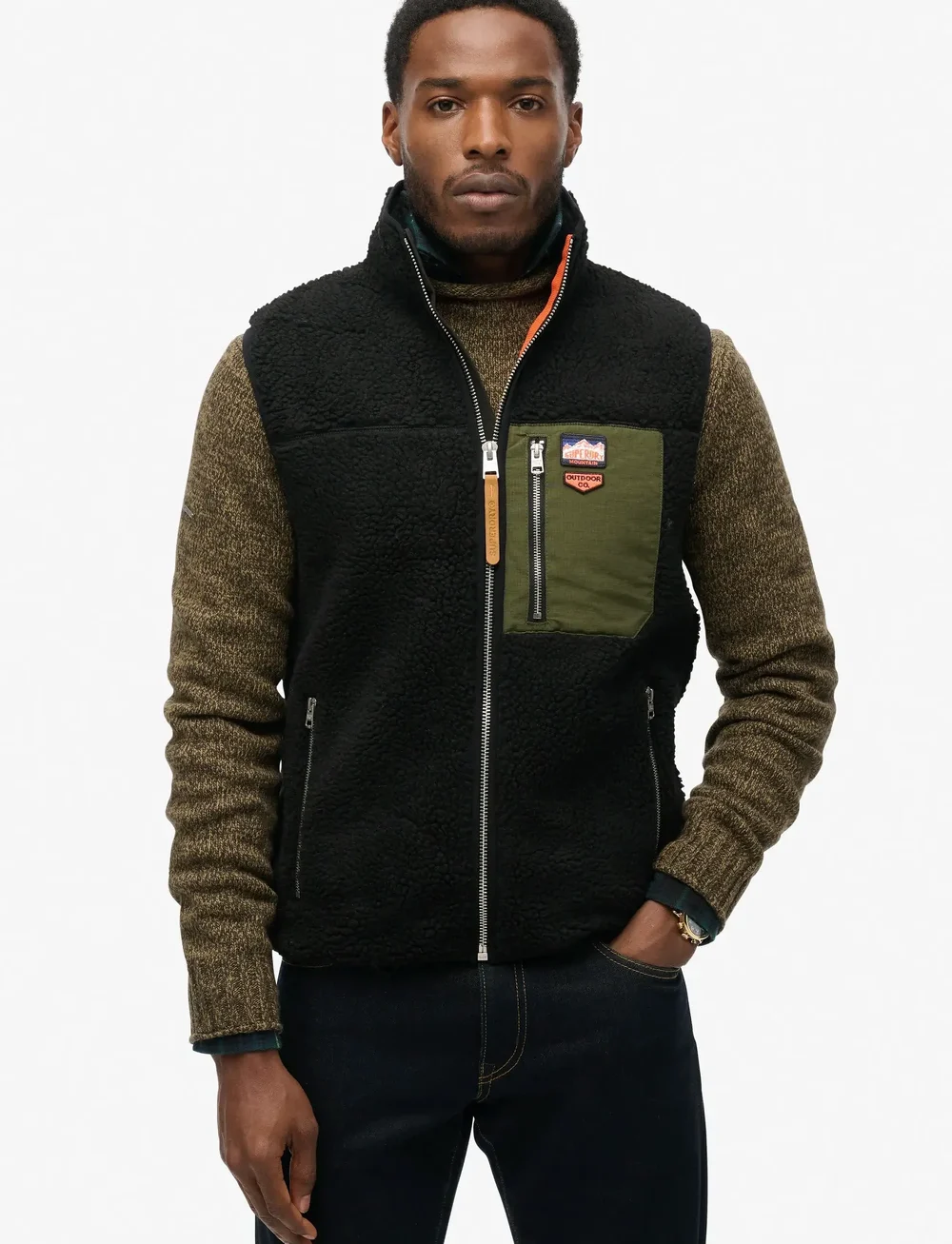 Superdry - VINTAGE RETRO FLEECE GILET - teddy kampsunid - black - 5