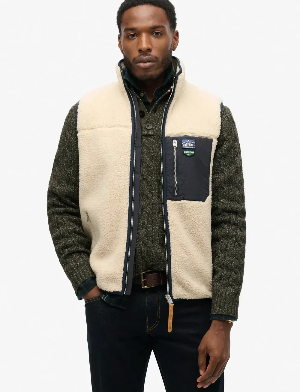 Superdry - VINTAGE RETRO FLEECE GILET - fleece-pullover - oatmeal beige - 0