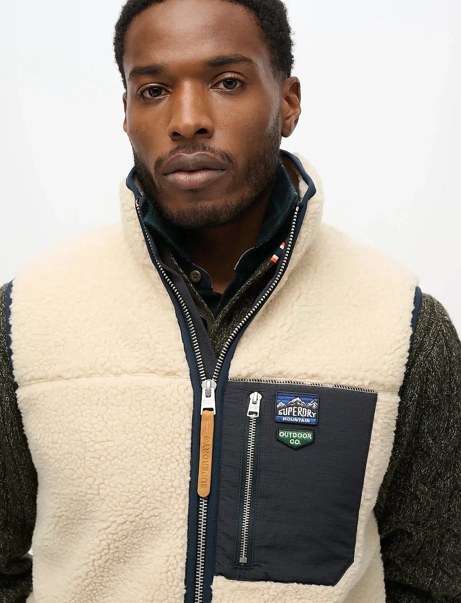 Superdry - VINTAGE RETRO FLEECE GILET - fleecetrøjer - oatmeal beige - 4