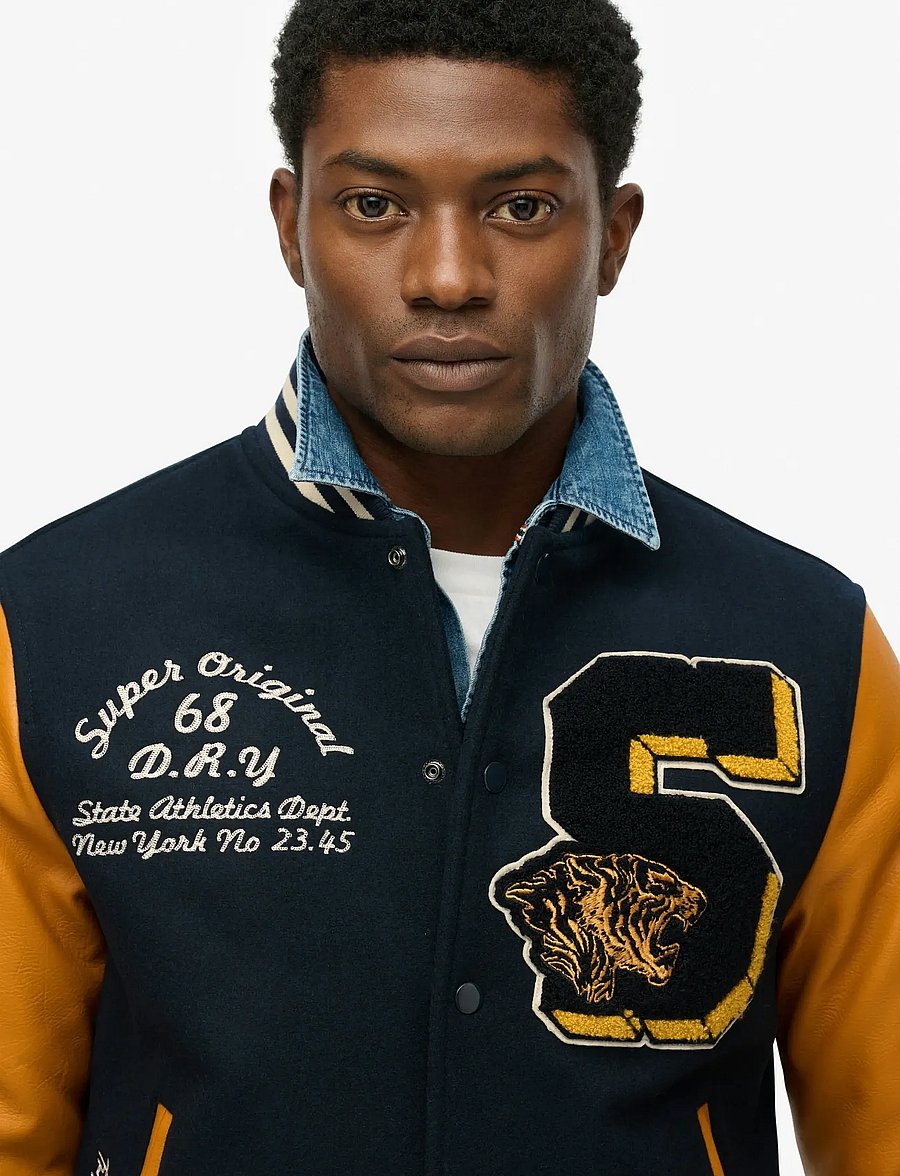 Superdry - VINTAGE PATCHED VARSITY JKT - eclipse navy/mustard - 3