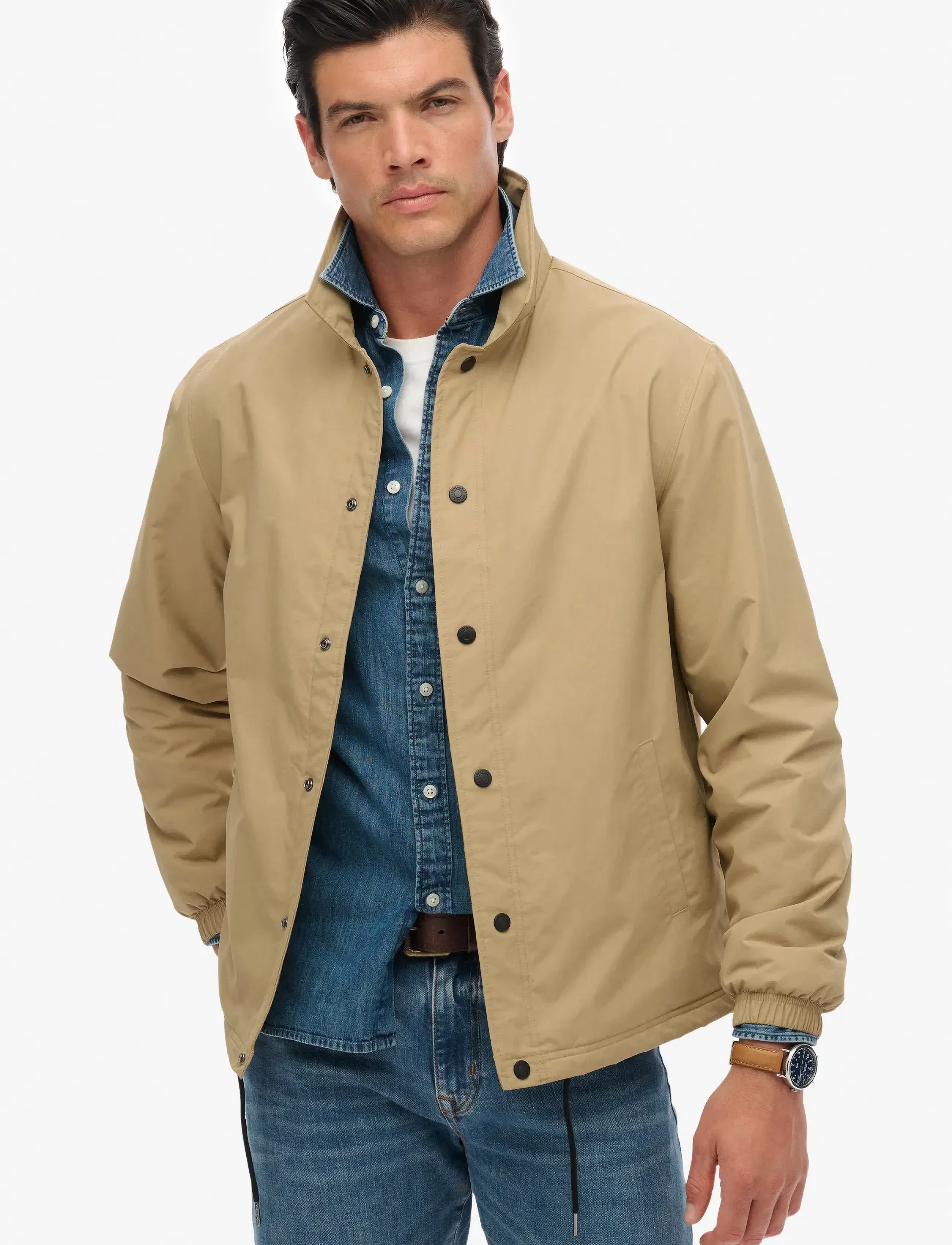 Superdry Nylon Coach Jacket, Mænd, Coach Jakke, Beige, Str: S