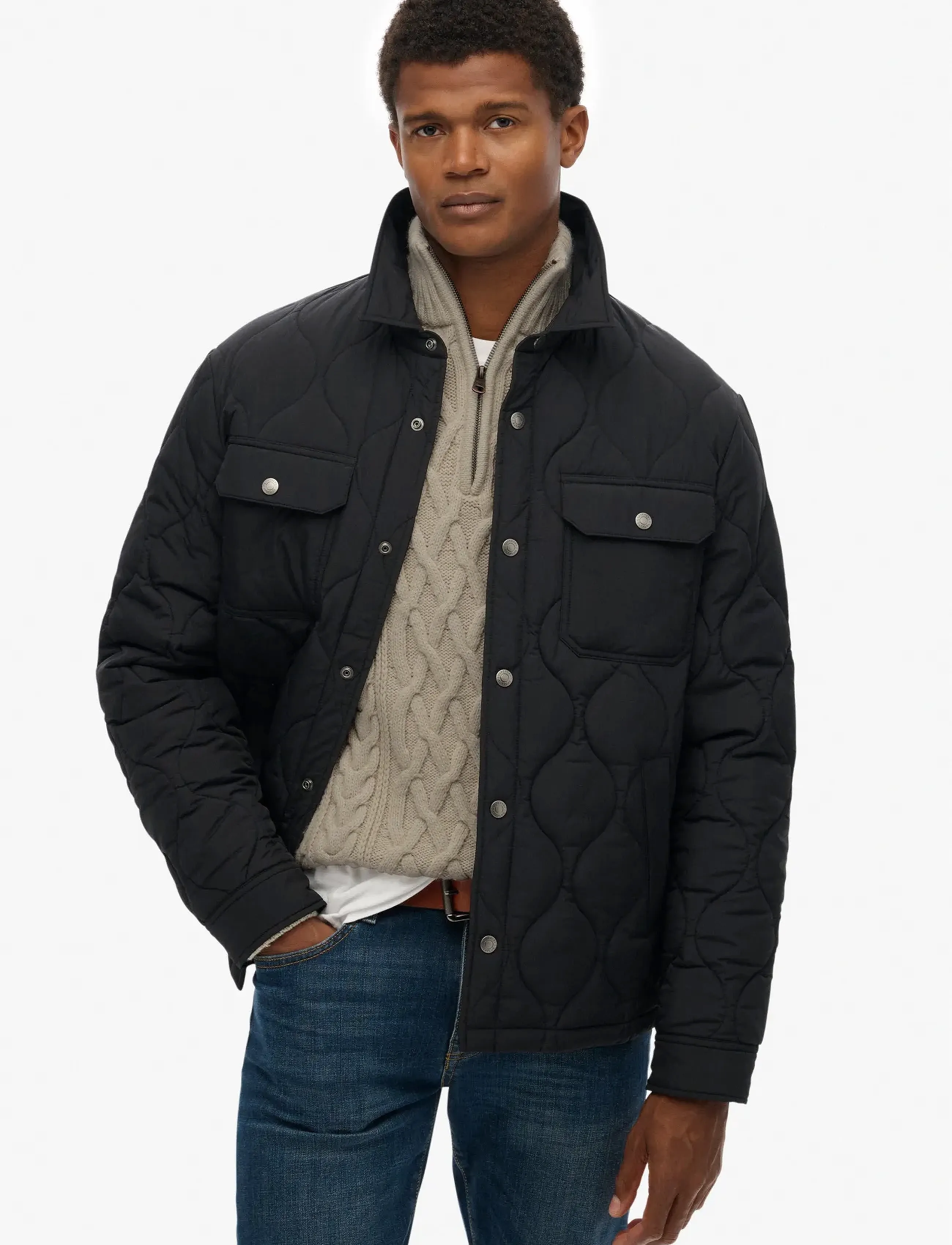 Superdry Surplus Liner Overshirt, S, Jackets, Schwarz - Light Männerswear
