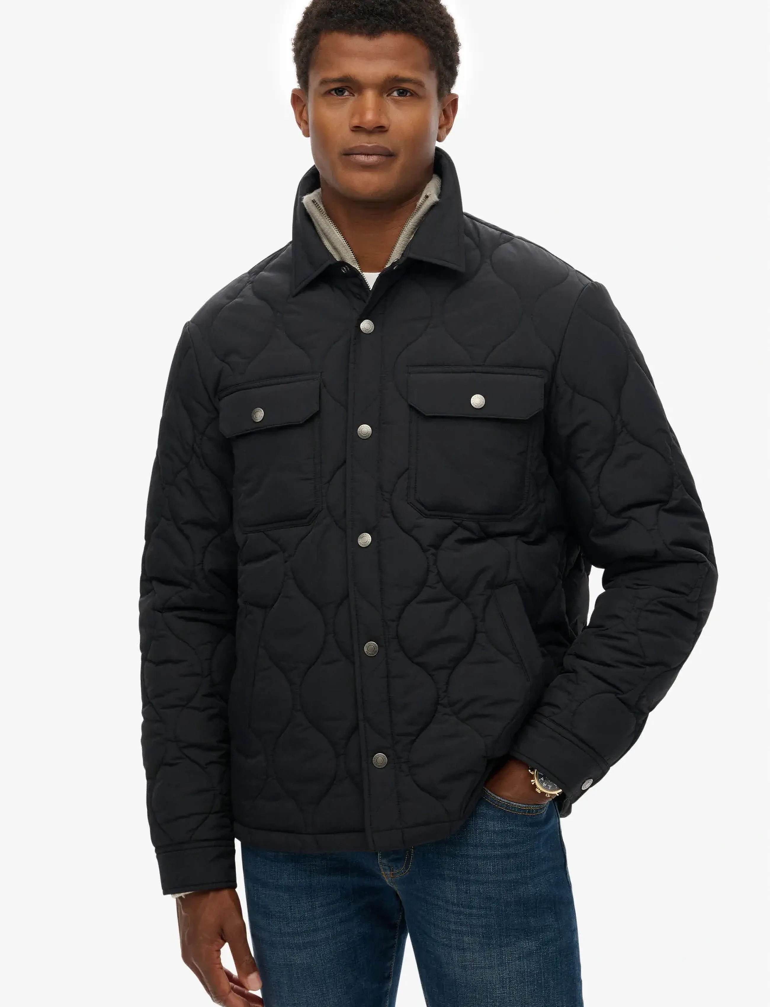 Superdry - SURPLUS LINER OVERSHIRT - leichte jacken - jet black - 3