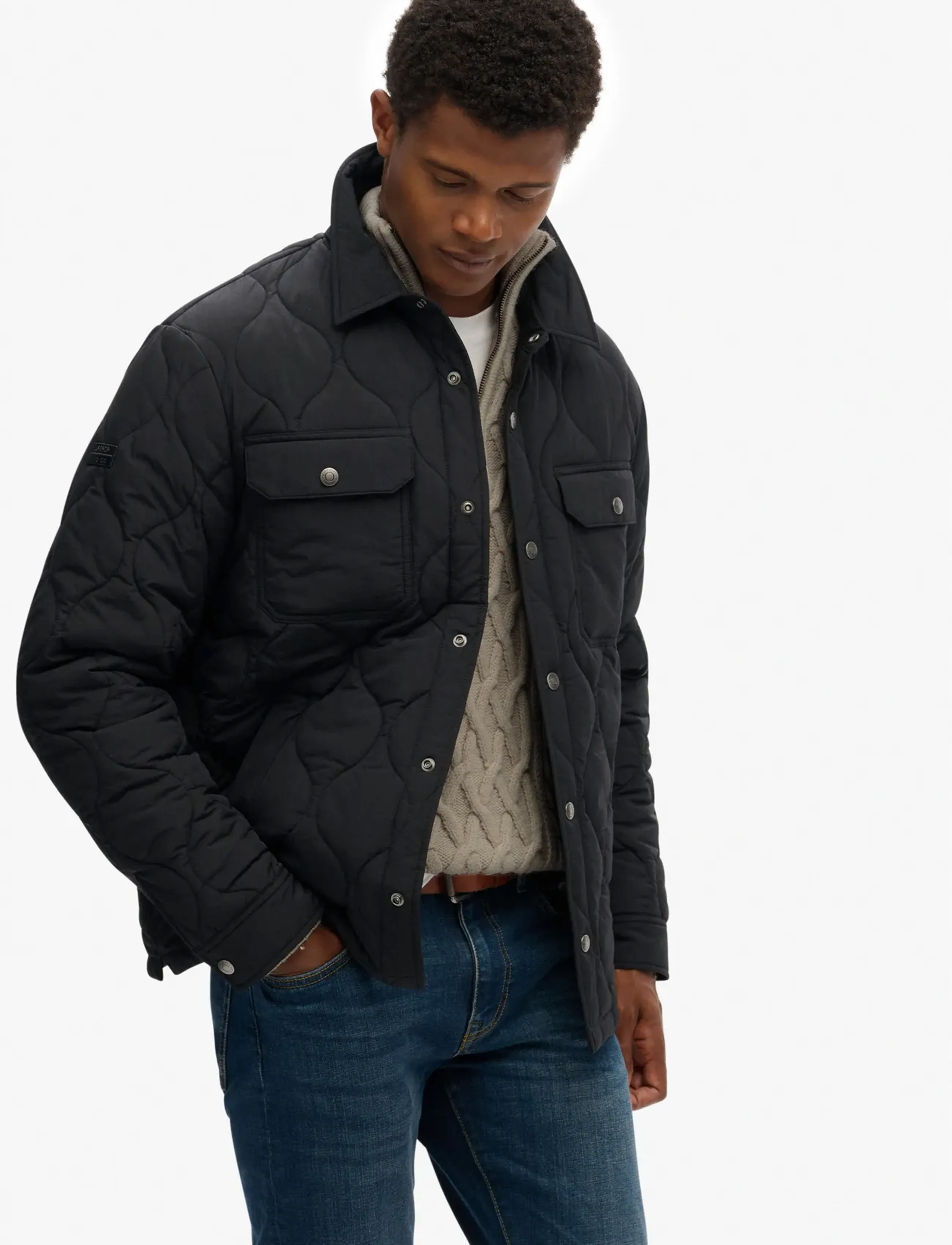 Superdry - SURPLUS LINER OVERSHIRT - leichte jacken - jet black - 4