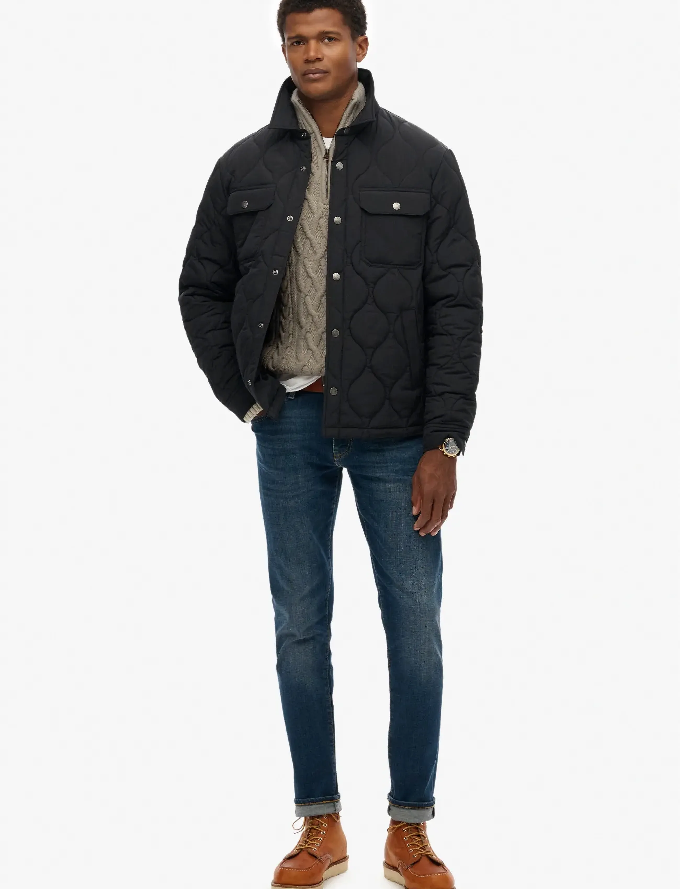 Superdry - SURPLUS LINER OVERSHIRT - leichte jacken - jet black - 5