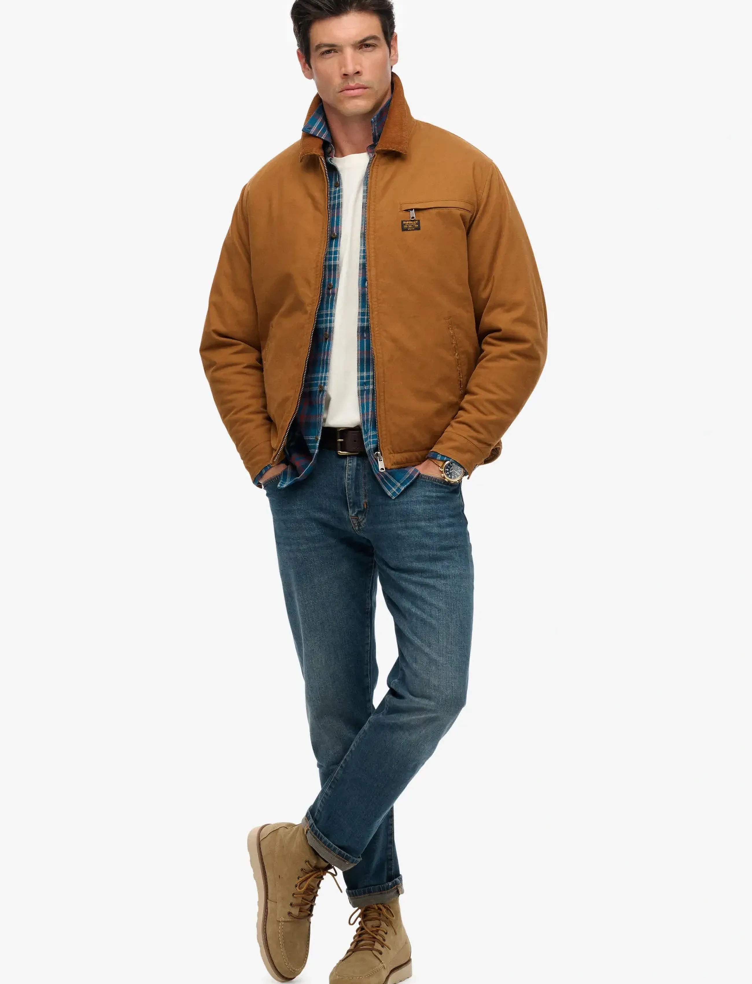 Superdry - COTTON CANVAS RANCH JKT - vårjackor - denim co tobacco brown - 5