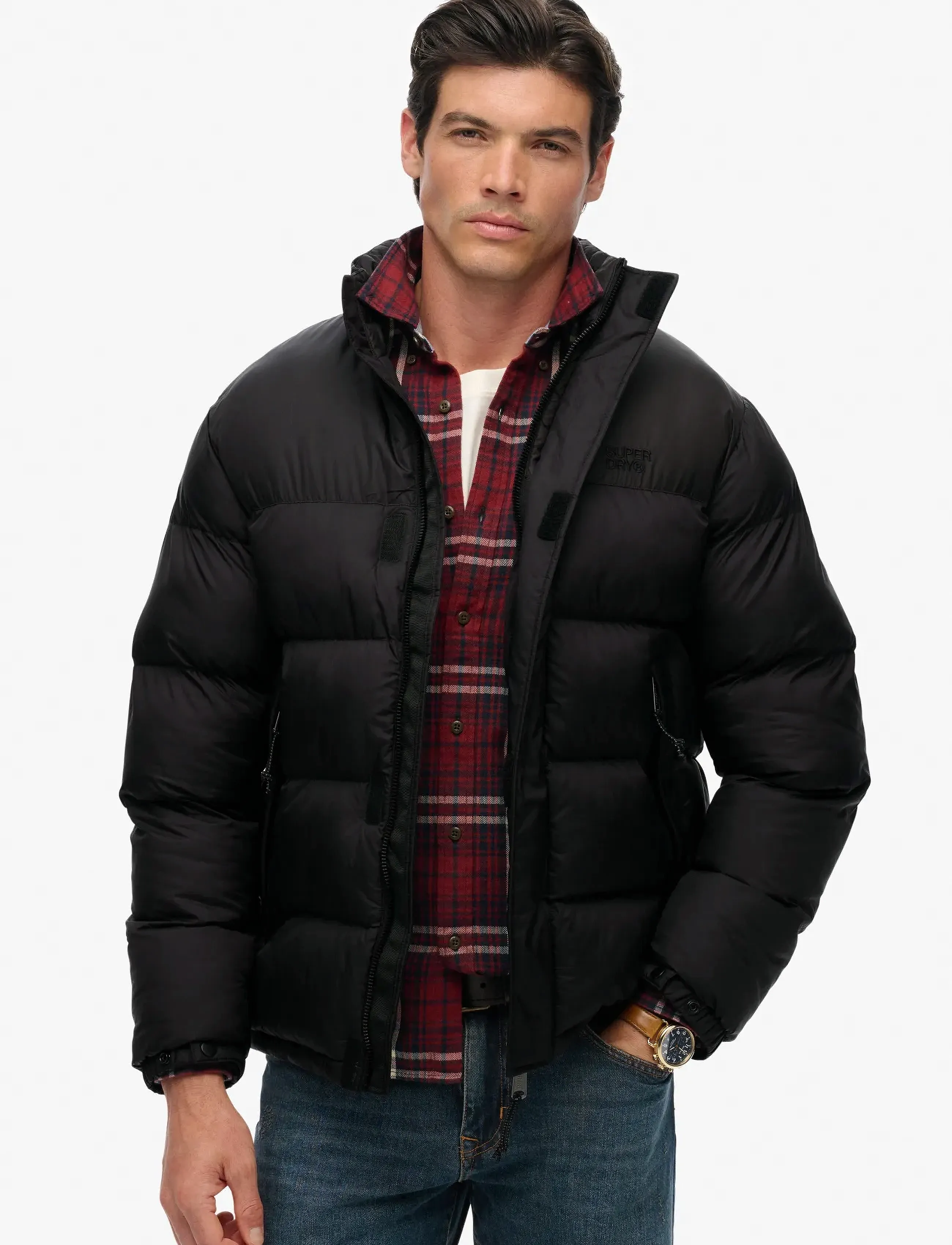 Superdry Non Hooded Tech Padded Jkt, Mænd, Hætteløs Vatteret Jakke, Sort, Str: M