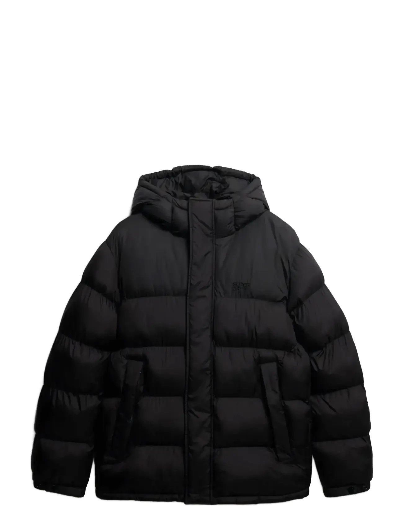 HOODED TECH PADDED JKT - BLACK