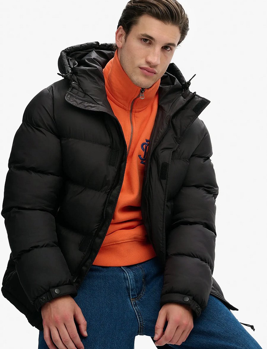 Superdry - HOODED TECH PADDED JKT - down jackets - black - 4
