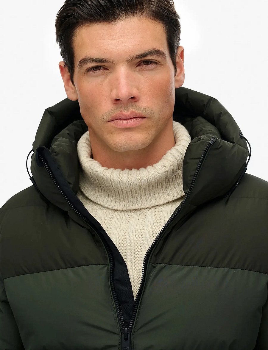 Superdry - COLOURBLOCK HOODED PUFFER JKT - vinterjakker - surplus goods olive green - 3