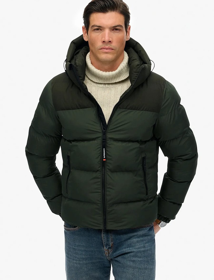 Superdry - COLOURBLOCK HOODED PUFFER JKT - vinterjakker - surplus goods olive green - 4
