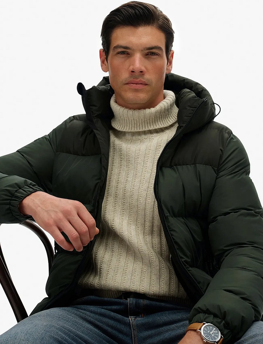 Superdry - COLOURBLOCK HOODED PUFFER JKT - vinterjakker - surplus goods olive green - 5
