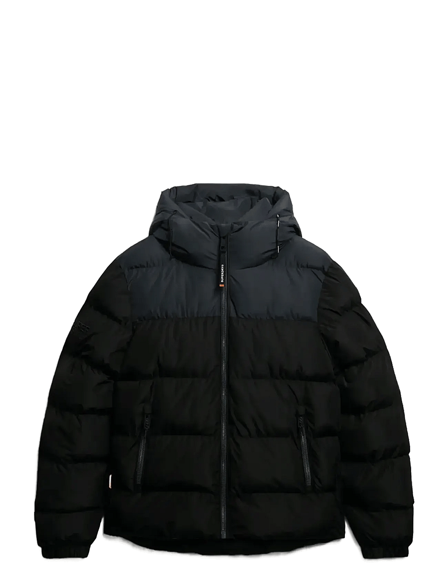 Superdry - COLOURBLOCK HOODED PUFFER JKT - daunenjacken - black/ebony - 1