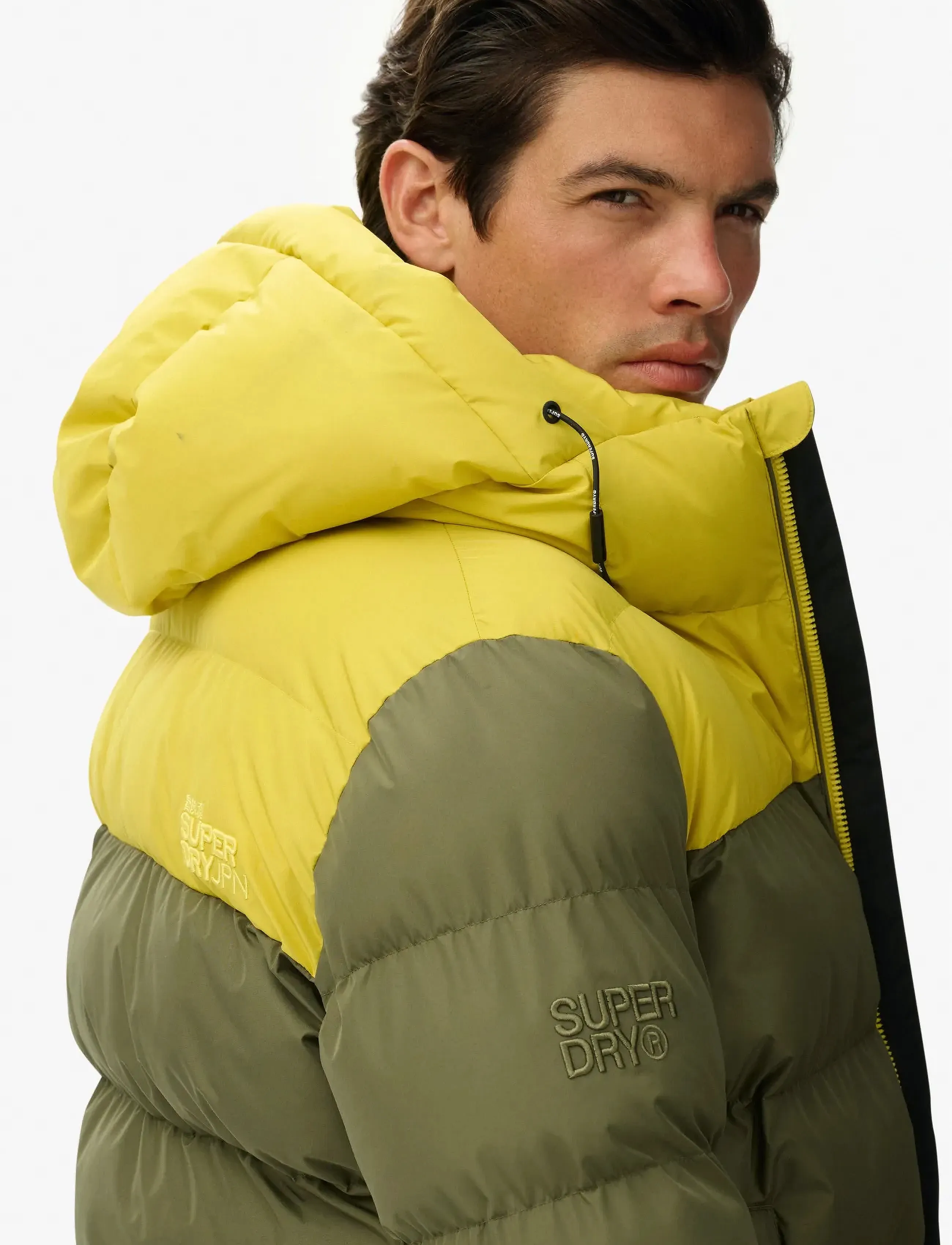 Superdry - COLOURBLOCK HOODED PUFFER JKT - daunenjacken - shooting olive - 4