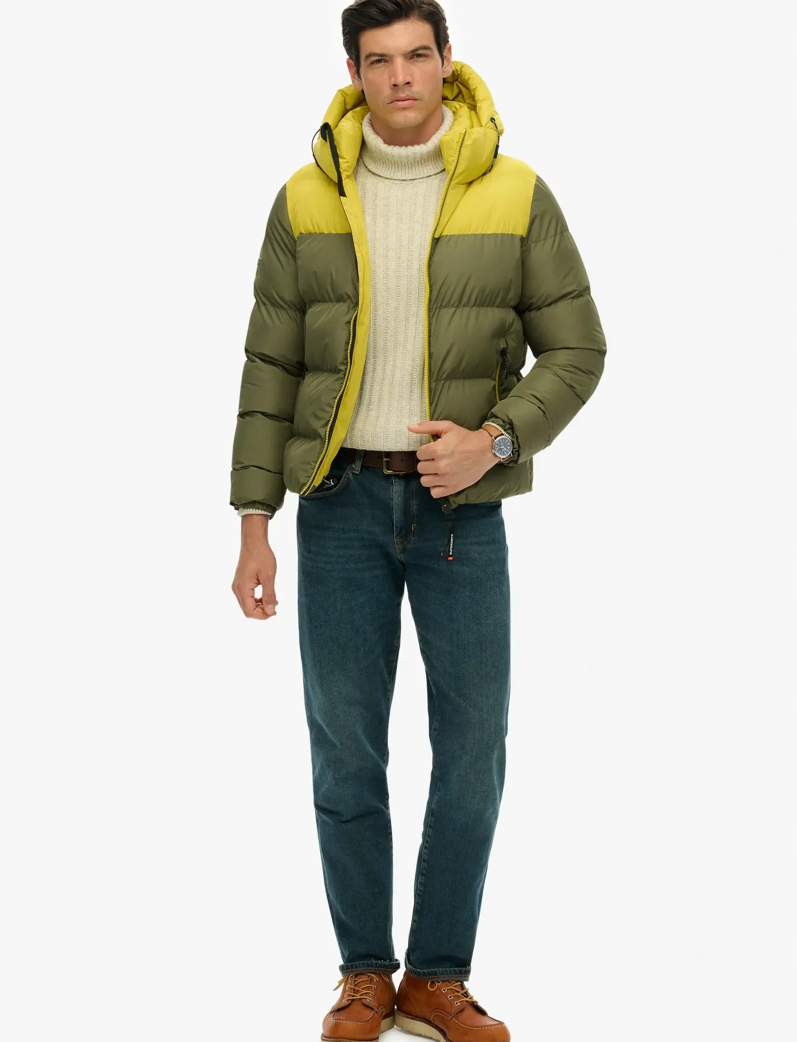 Superdry - COLOURBLOCK HOODED PUFFER JKT - daunenjacken - shooting olive - 5