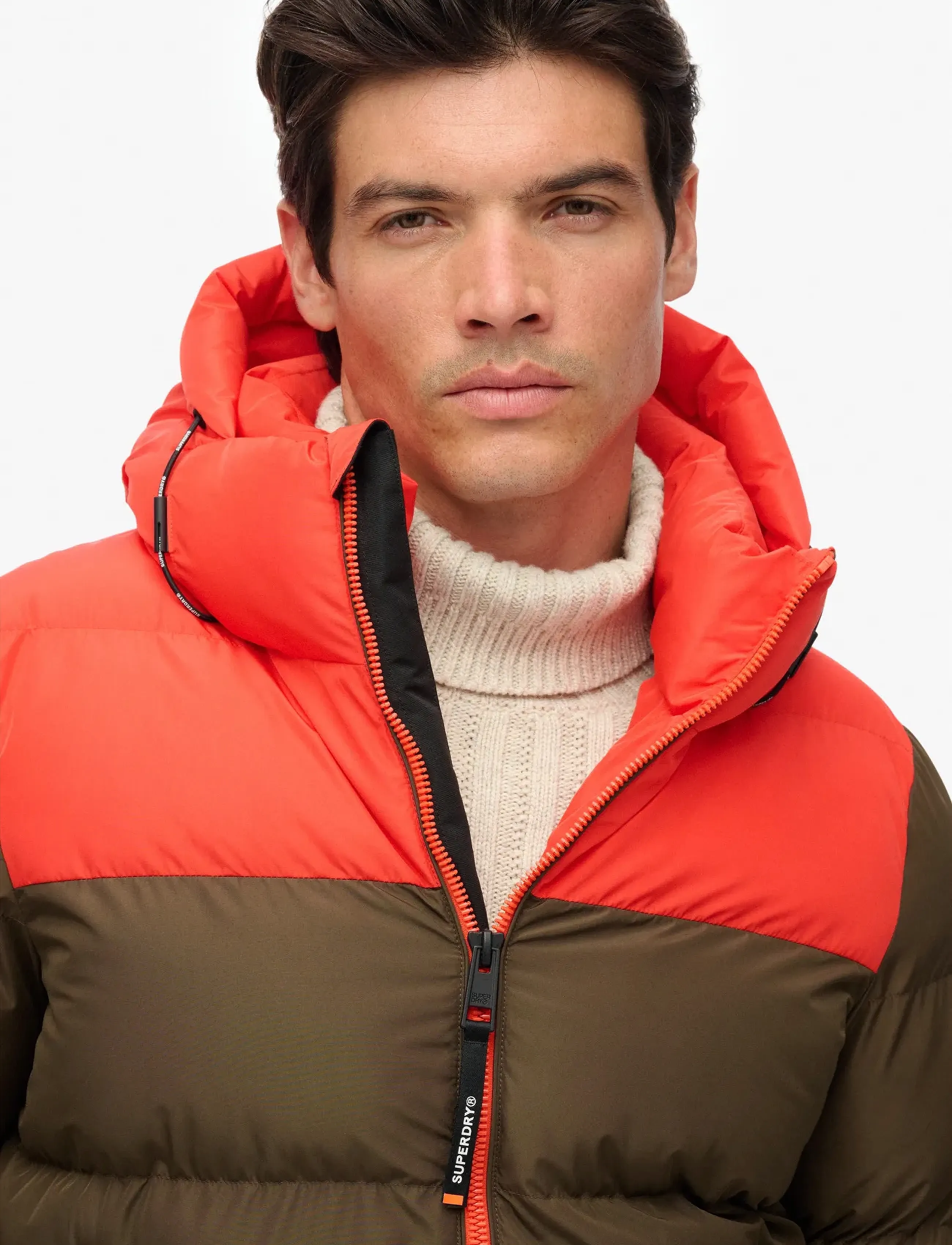 Superdry - COLOURBLOCK HOODED PUFFER JKT - winterjacken - slate brown - 2