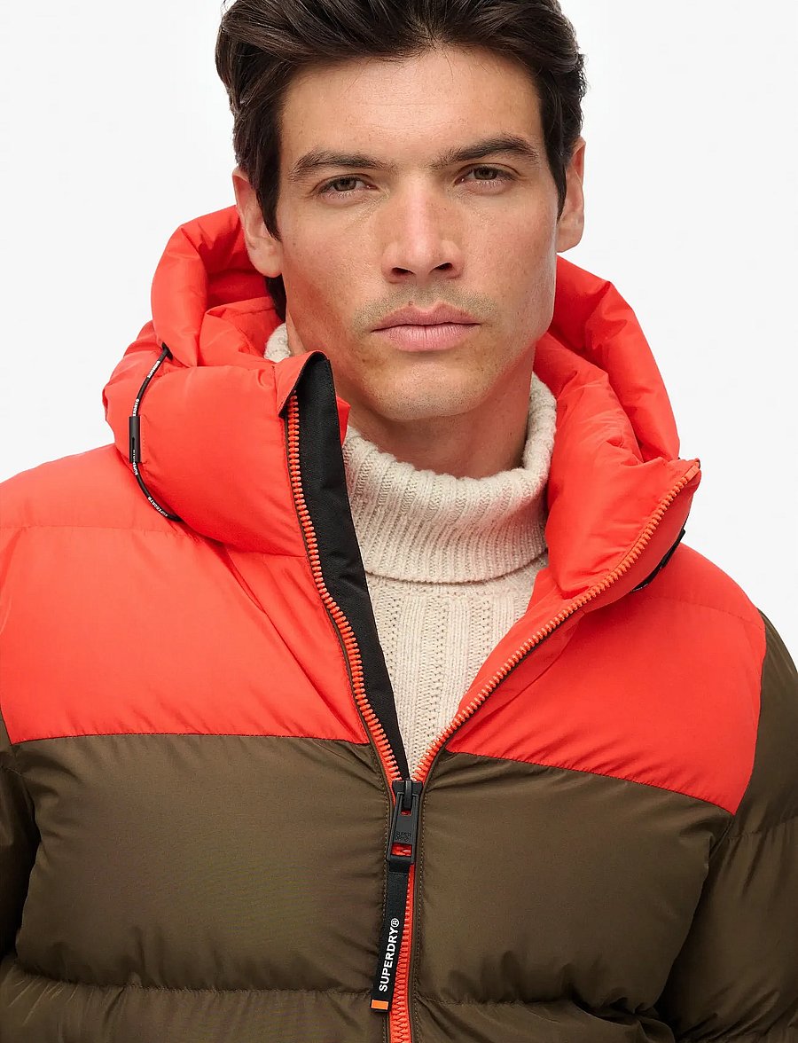 Superdry - COLOURBLOCK HOODED PUFFER JKT - winterjacken - slate brown - 2