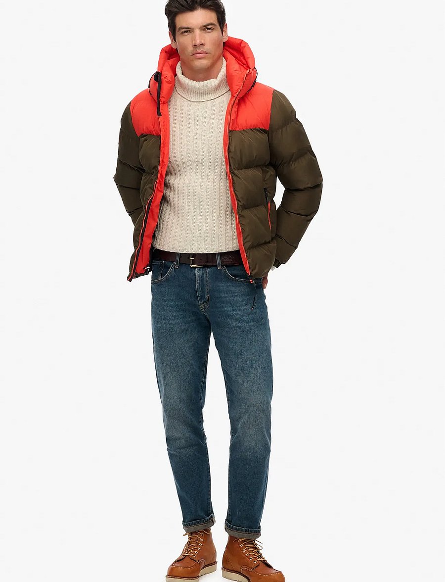 Superdry - COLOURBLOCK HOODED PUFFER JKT - winterjacken - slate brown - 5