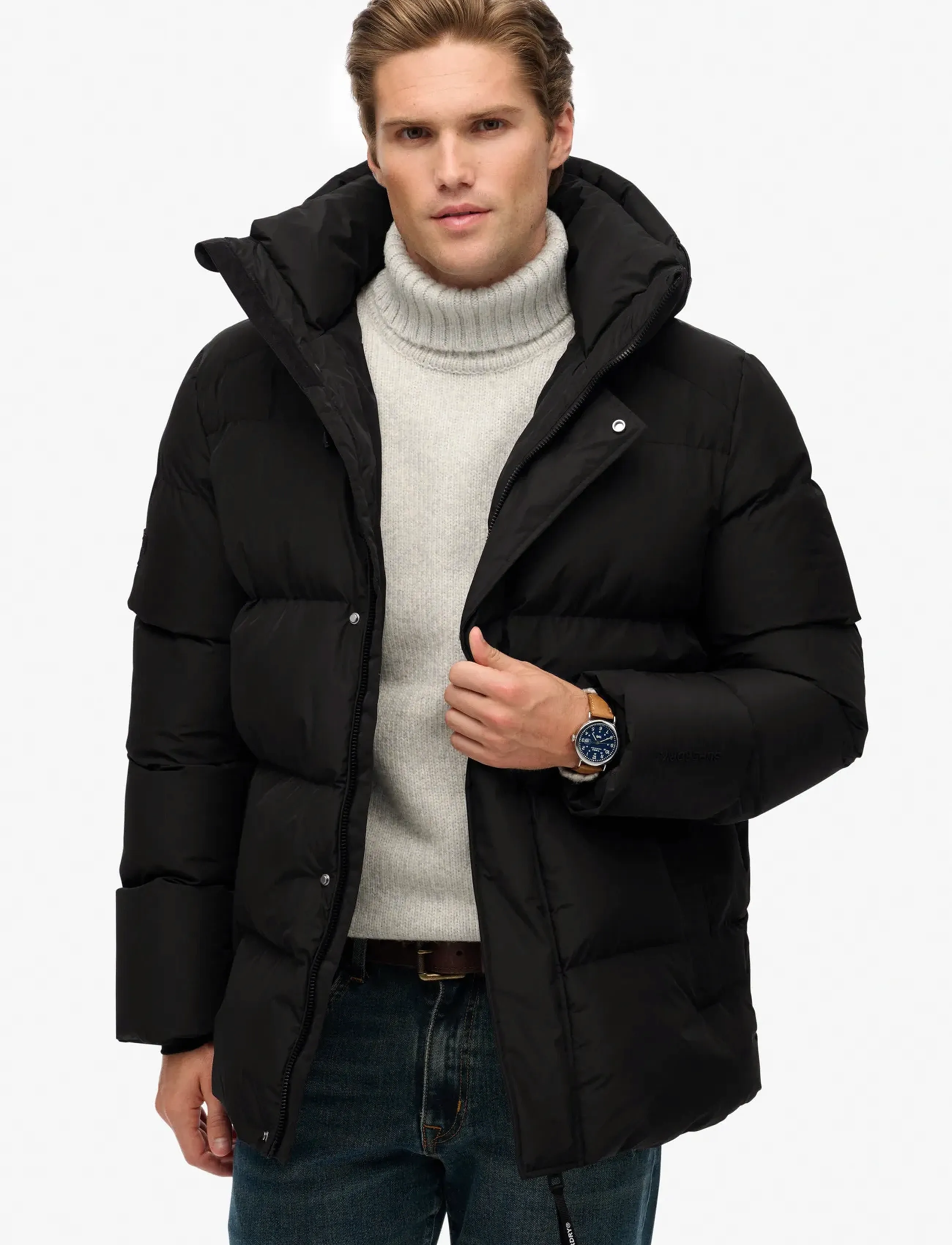 Superdry Hooded 5 Baffle Sports Puffer, M, Jackets, Schwarz - Padded Männerswear