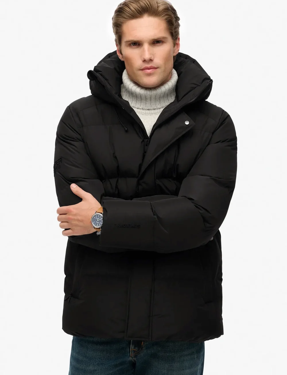 Superdry - HOODED 5 BAFFLE SPORTS PUFFER - talvejoped - black - 3