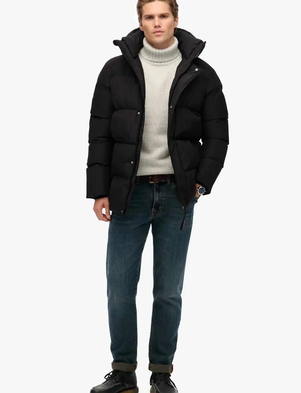 Superdry - HOODED 5 BAFFLE SPORTS PUFFER - talvejoped - black - 5